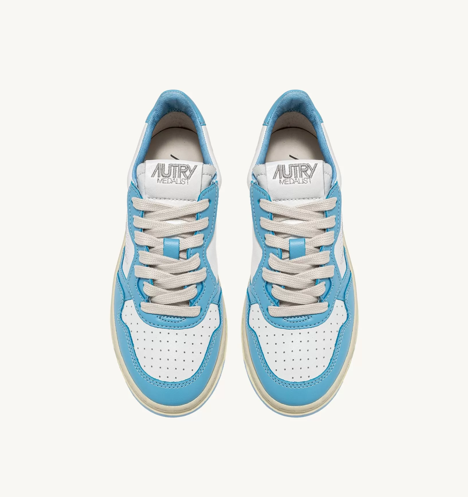 AUTRY Sneakers Medalist Low In Pelle Bicolore Bianco E Sea^Uomo Medalist