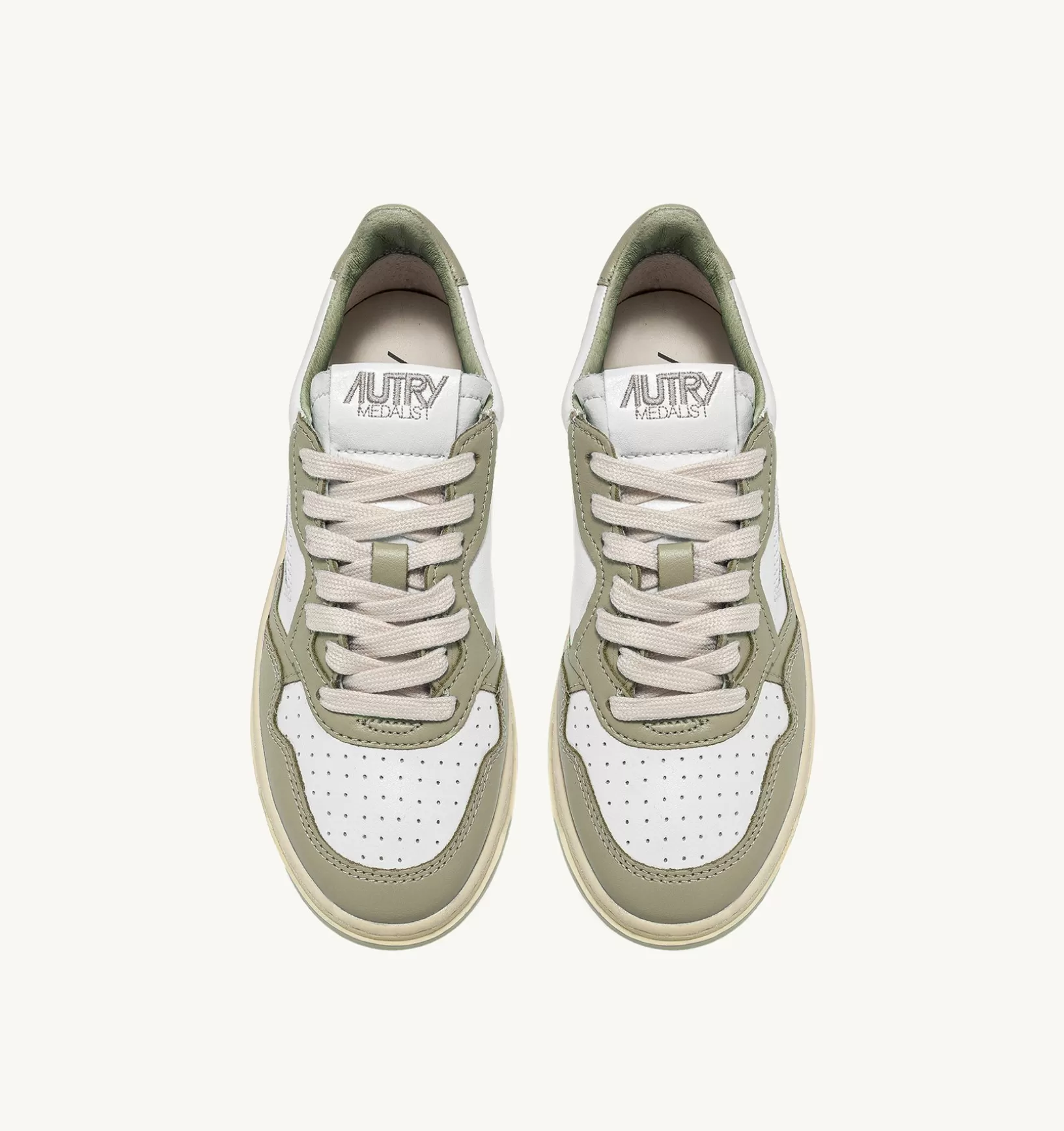 AUTRY Sneakers Medalist Low In Pelle Bicolore Bianco E Tortora^Uomo Medalist