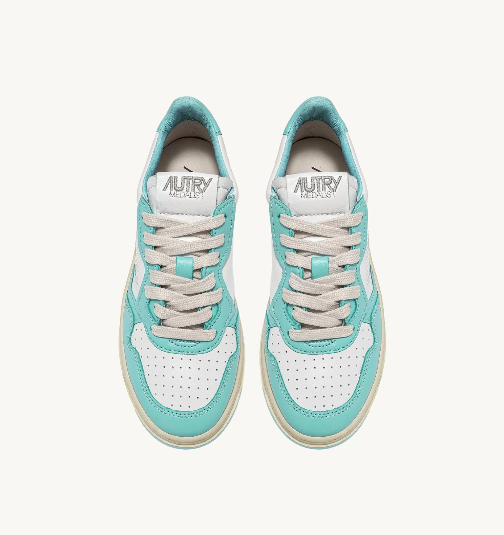 AUTRY Sneakers Medalist Low In Pelle Bicolore Bianco E Turquoise^Donna Medalist