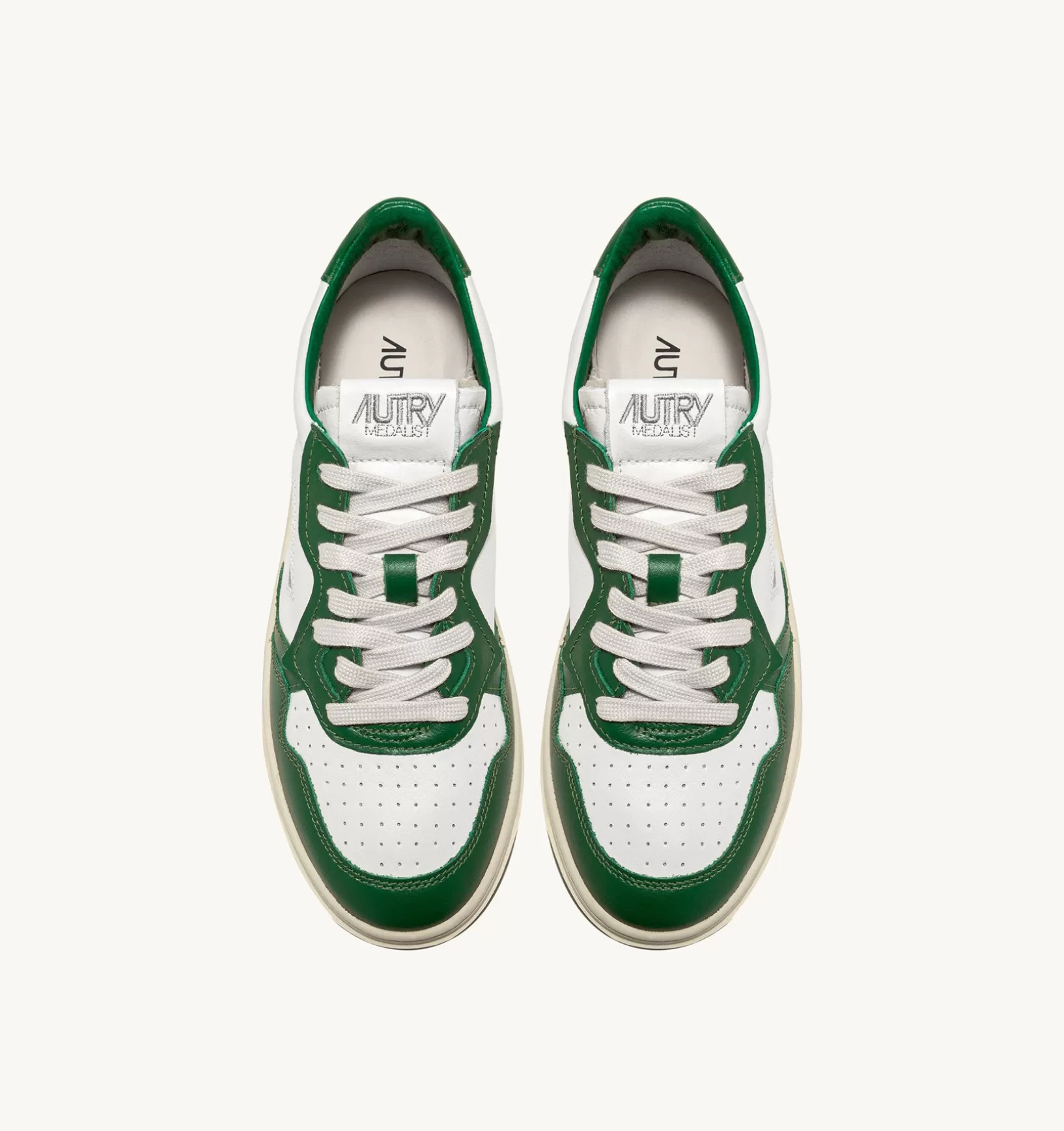 AUTRY Sneakers Medalist Low In Pelle Bicolore Bianco E Verde^Uomo Medalist