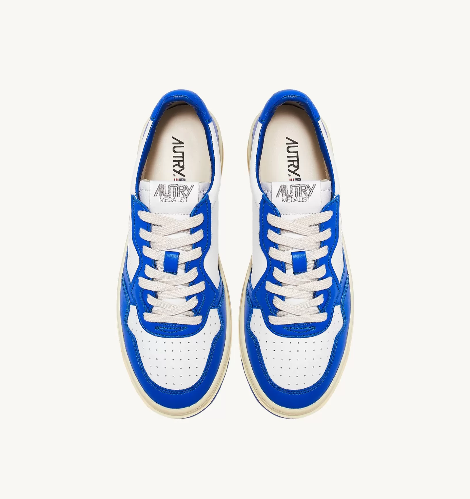 AUTRY Sneakers Medalist Low In Pelle Bicolore Bianco Prince Blue^Donna Medalist