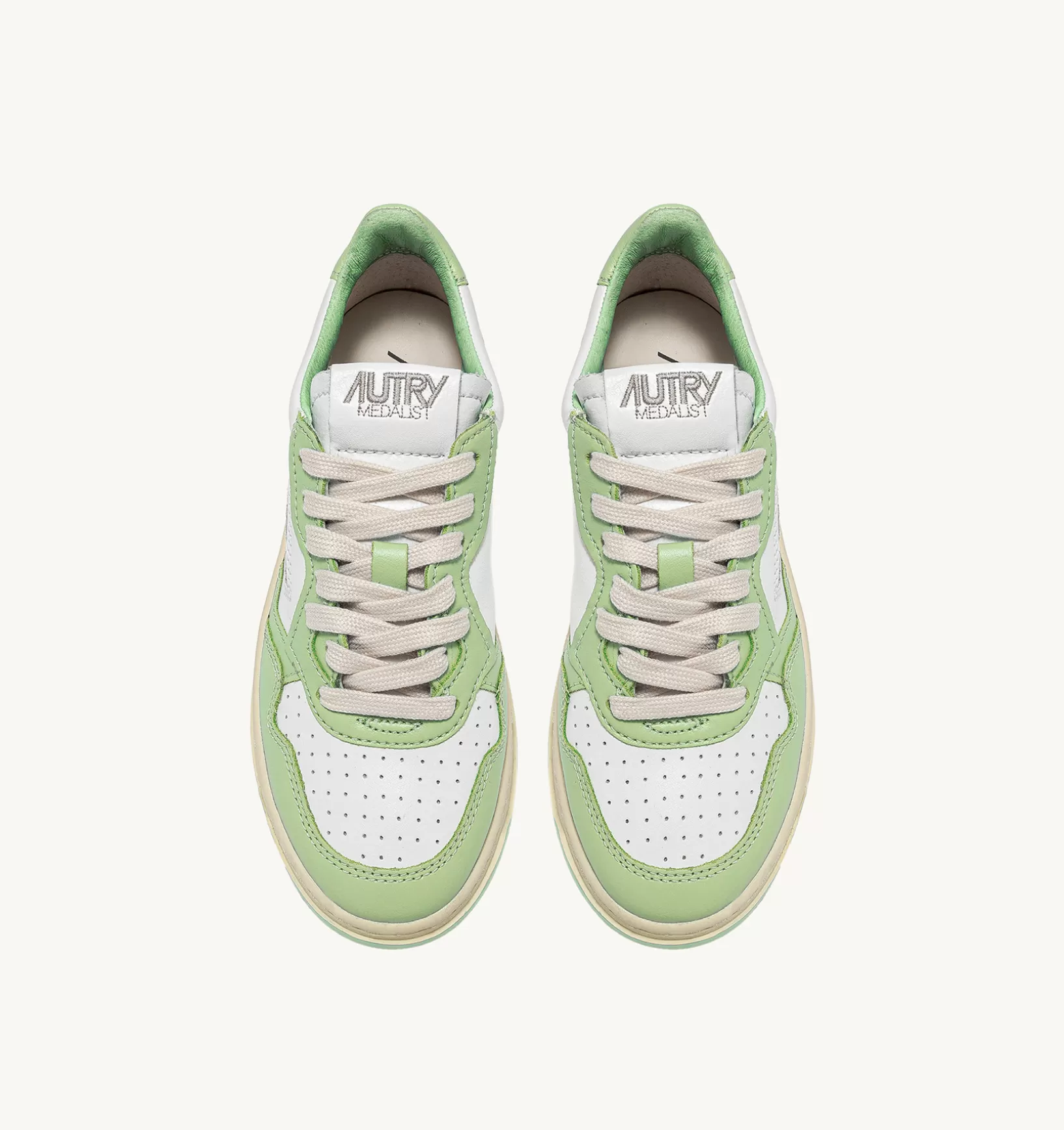 AUTRY Sneakers Medalist Low In Pelle Bicolore Nile Green^Uomo Medalist