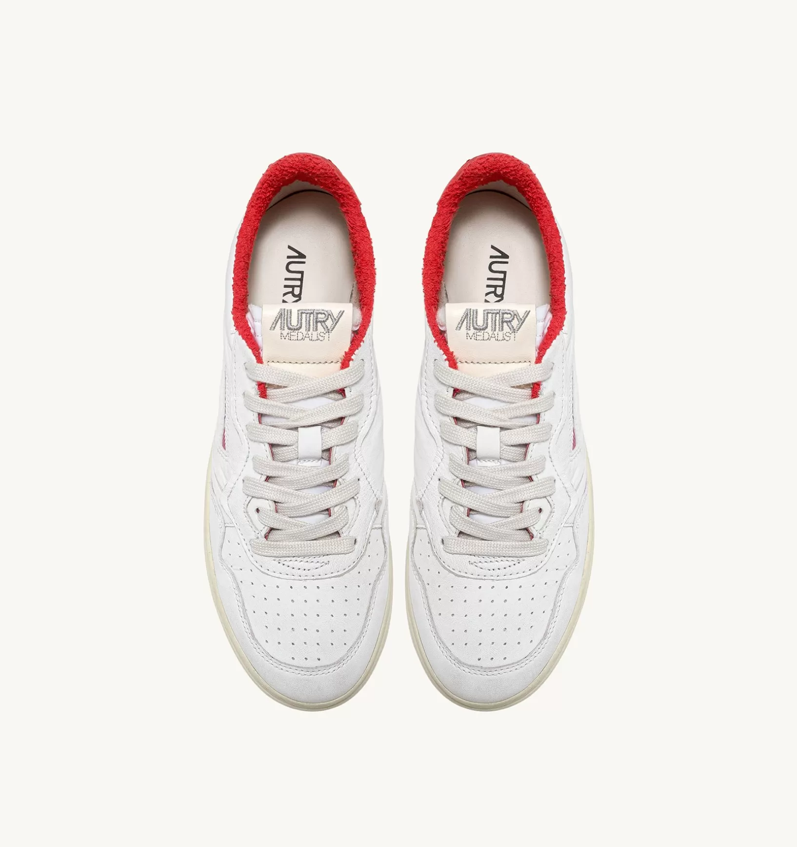 AUTRY Sneakers Medalist Low In Pelle Di Capra E Spugna Bianco Rosso^Uomo Medalist
