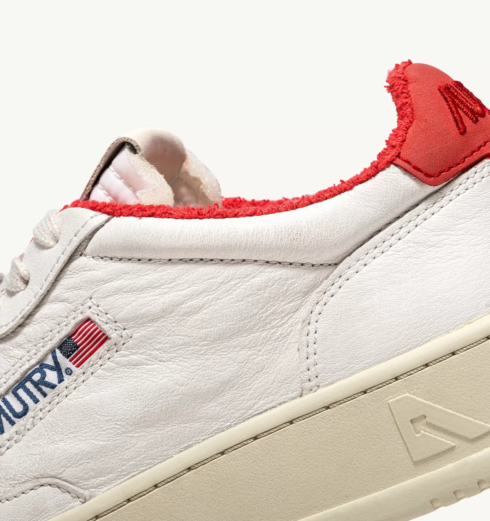AUTRY Sneakers Medalist Low In Pelle Di Capra E Spugna Bianco Rosso^Uomo Medalist