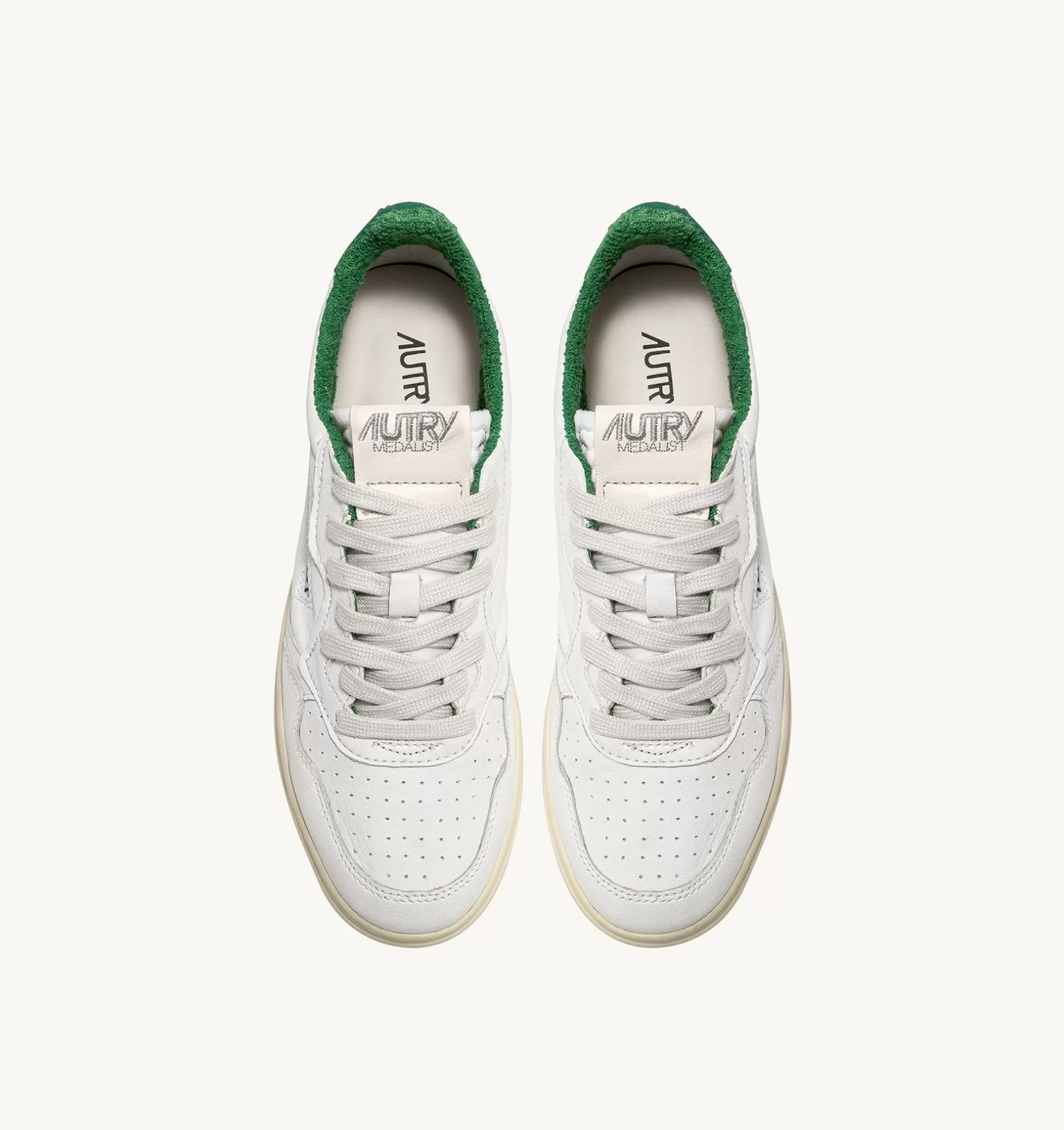 AUTRY Sneakers Medalist Low In Pelle Di Capra E Spugna Bianco Verde^Donna Medalist