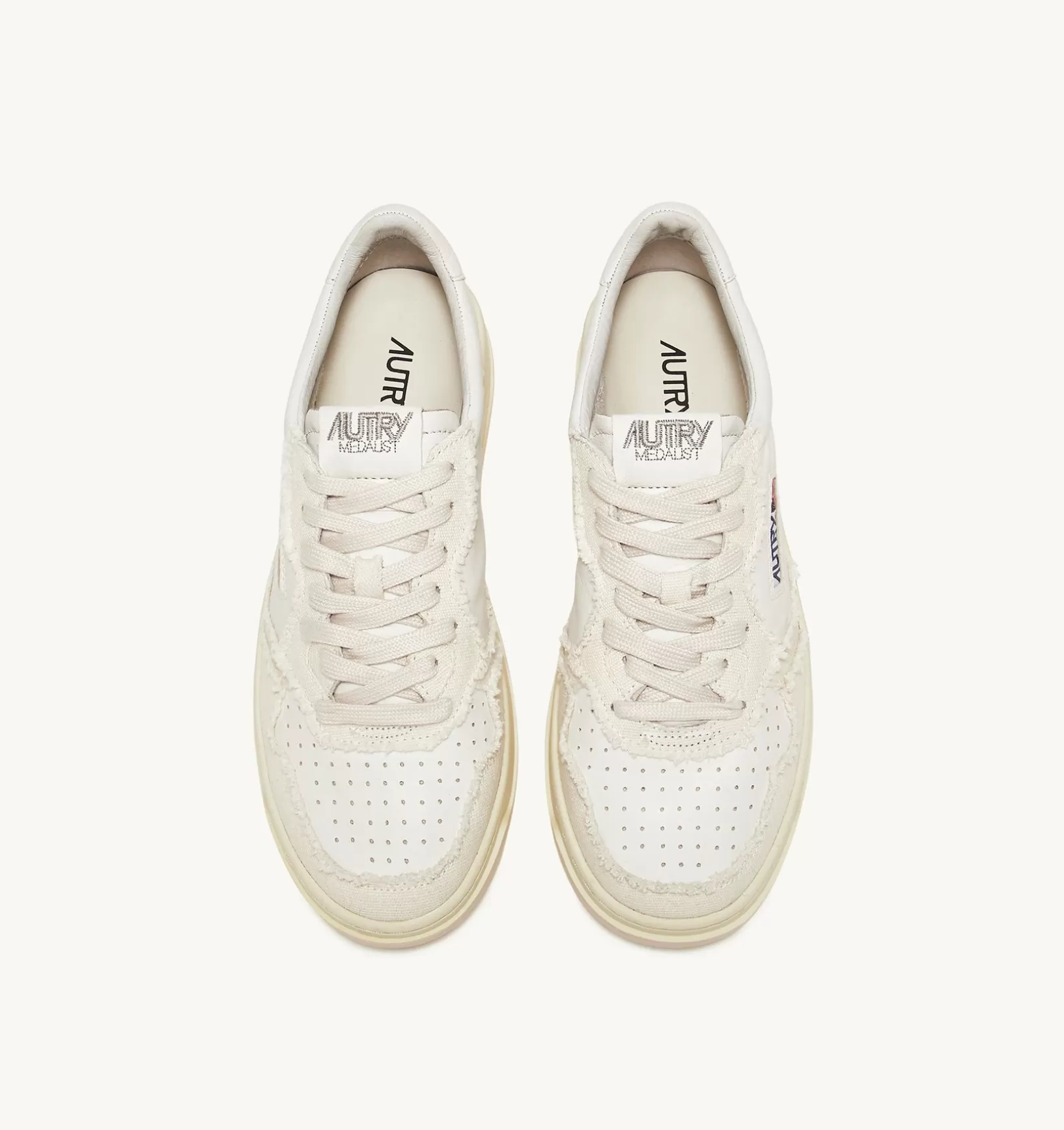 AUTRY Sneakers Medalist Low In Pelle Di Capra E Tela Bianco Ivory^Donna Medalist
