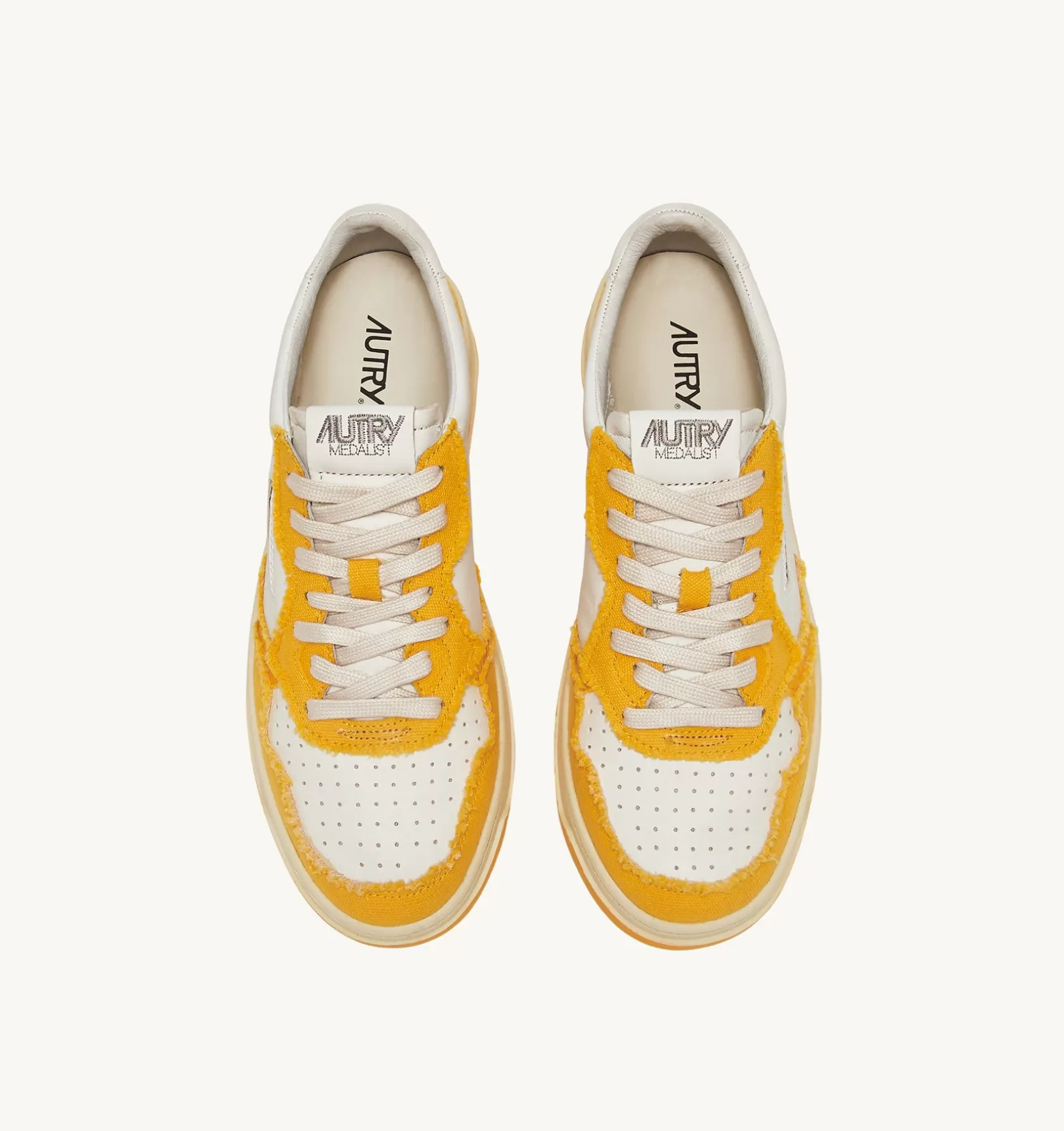 AUTRY Sneakers Medalist Low In Pelle Di Capra E Tela Bianco Mango^Donna Medalist