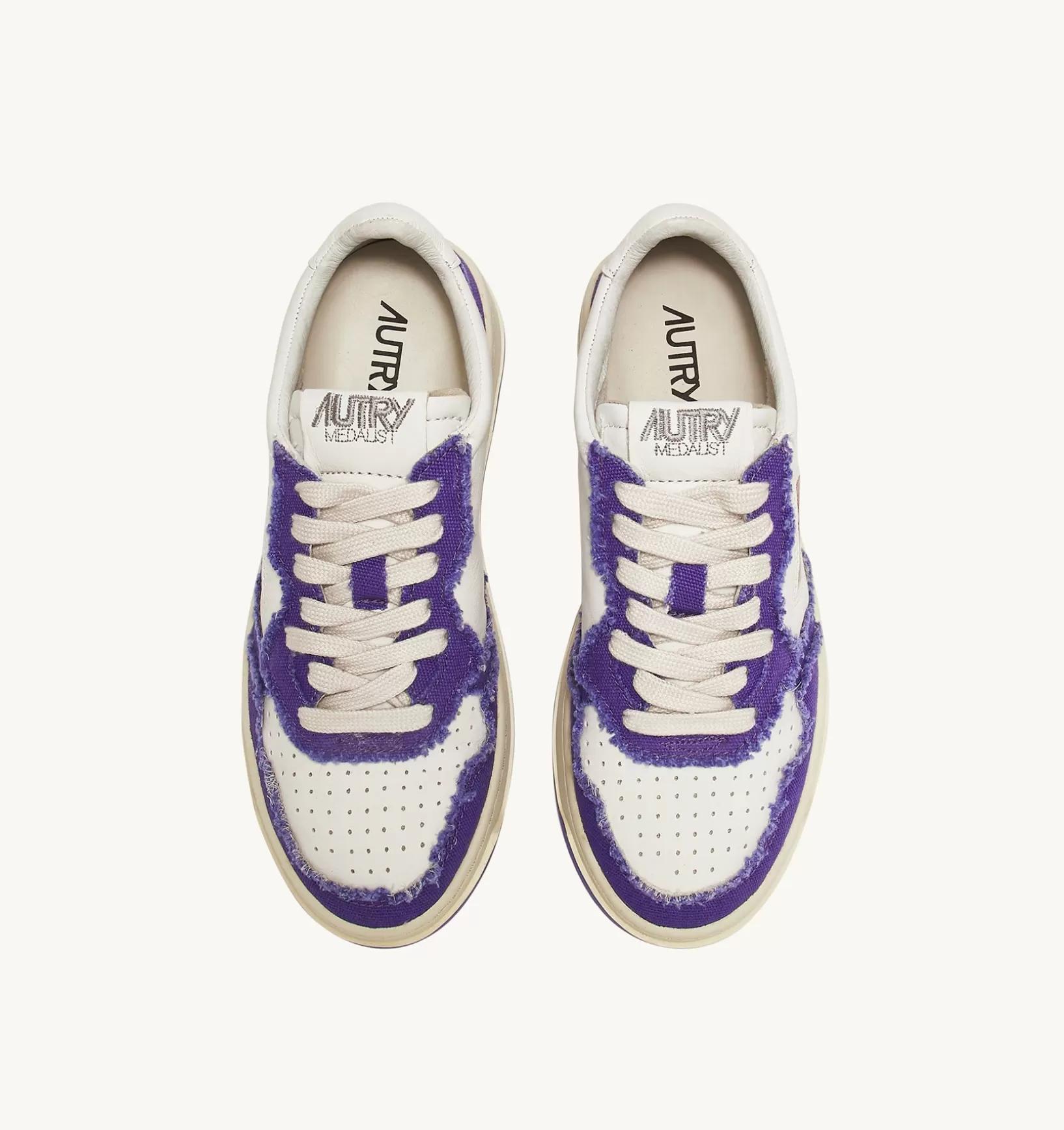AUTRY Sneakers Medalist Low In Pelle Di Capra E Tela Bianco Violet^Donna Medalist