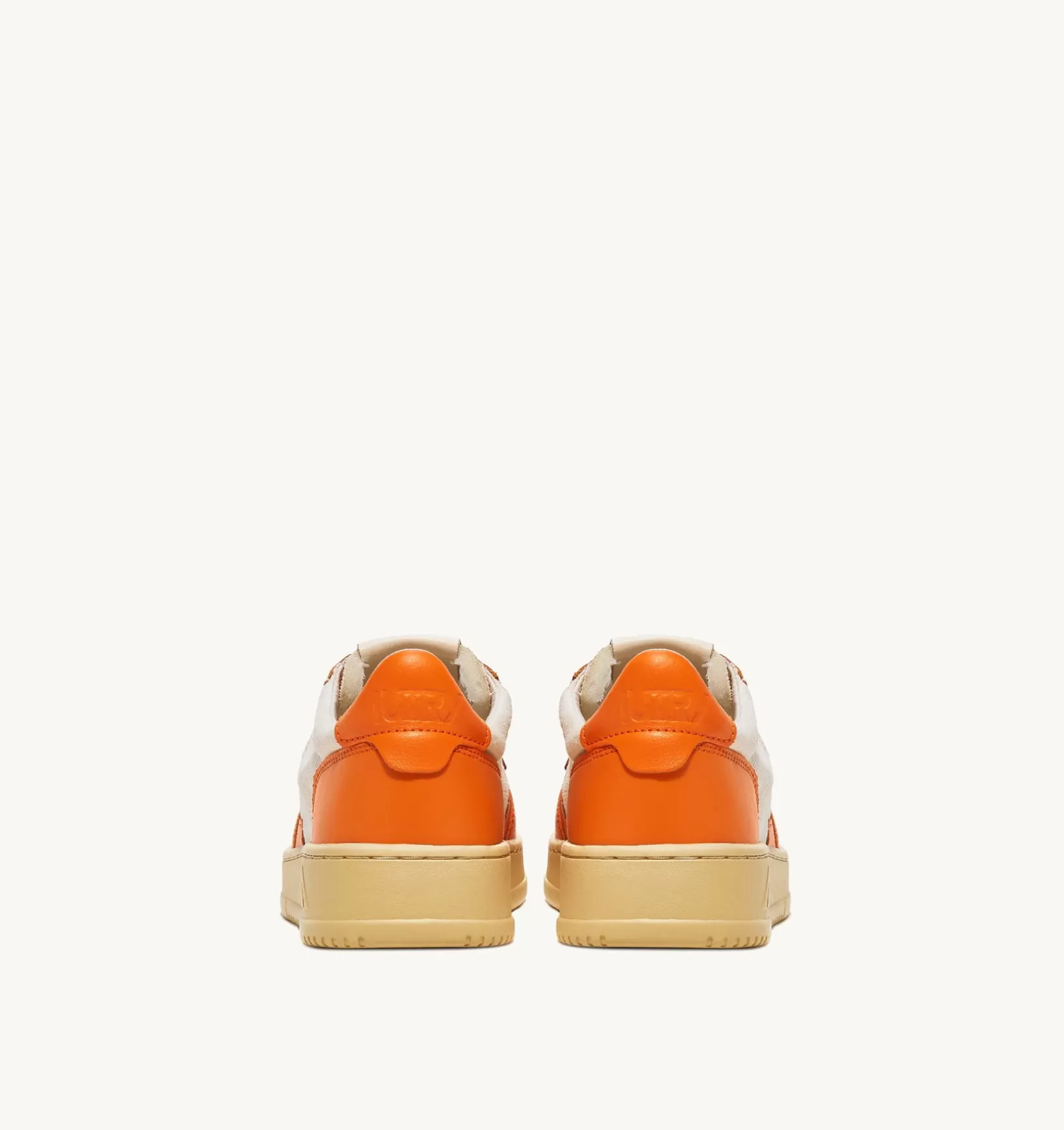 AUTRY Sneakers Medalist Low In Pelle E Canvas Bianco E Arancione^Donna Medalist