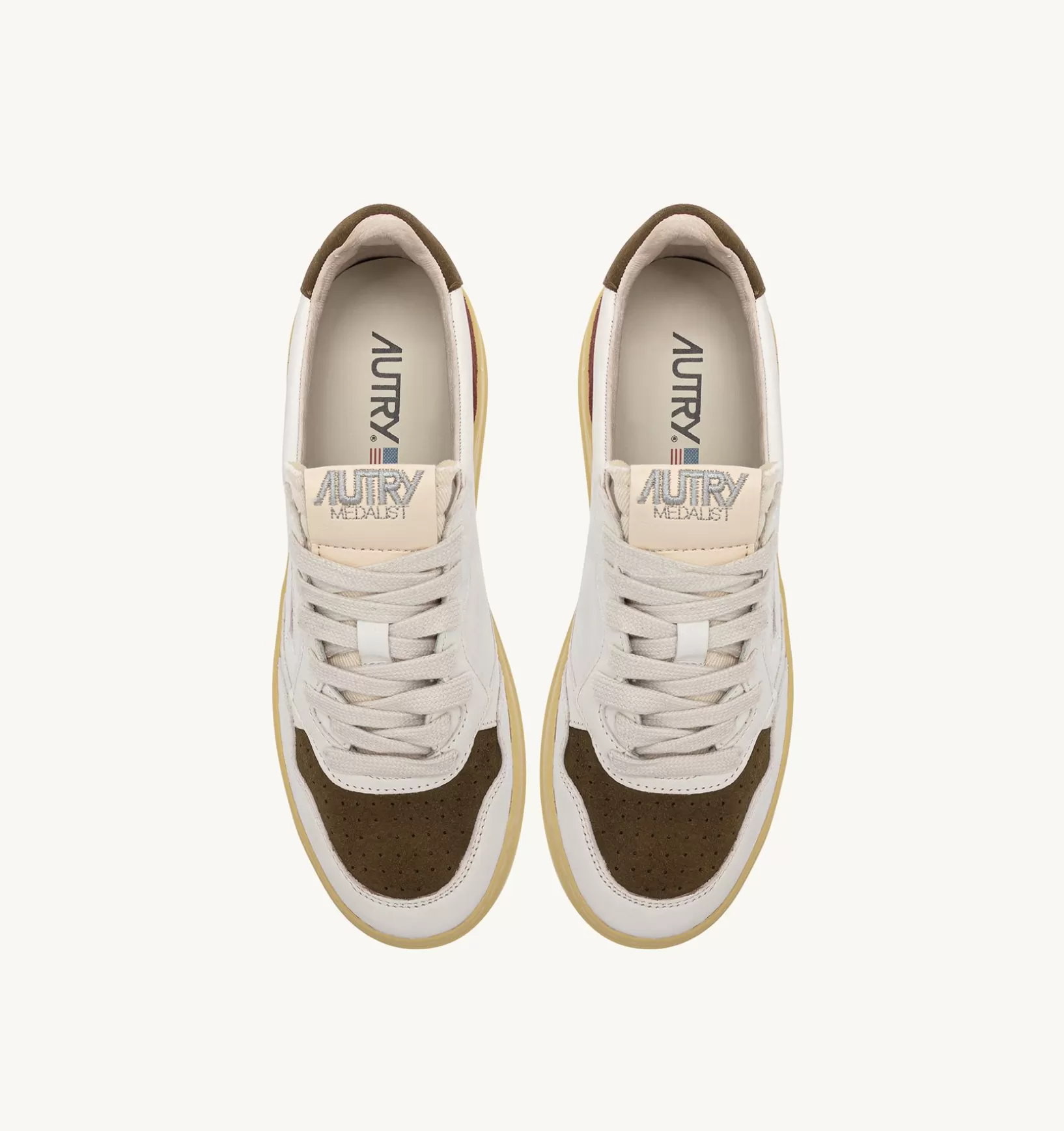 AUTRY Sneakers Medalist Low In Pelle E Suede Bianco E Marrone^Donna Medalist