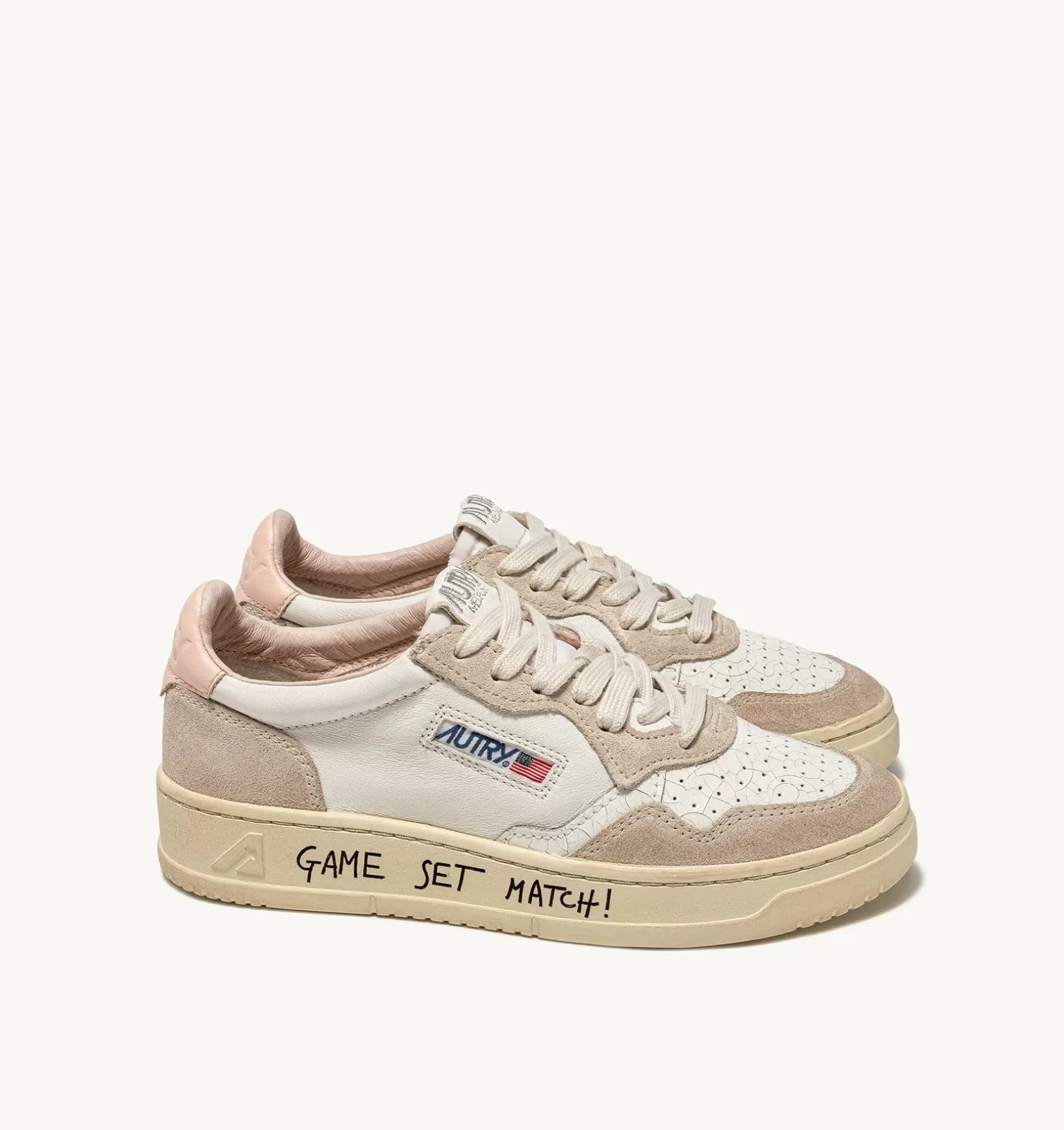 AUTRY Sneakers Medalist Low In Pelle E Suede Bianco E Rosa^Donna Medalist