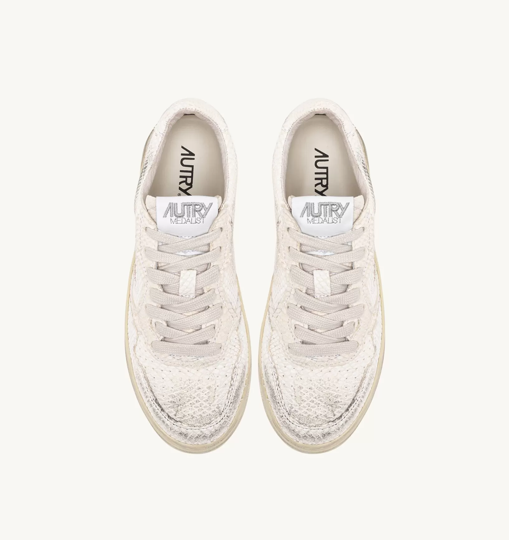AUTRY Sneakers Medalist Low In Pelle Effetto Snake Colore Bianco^Donna Medalist