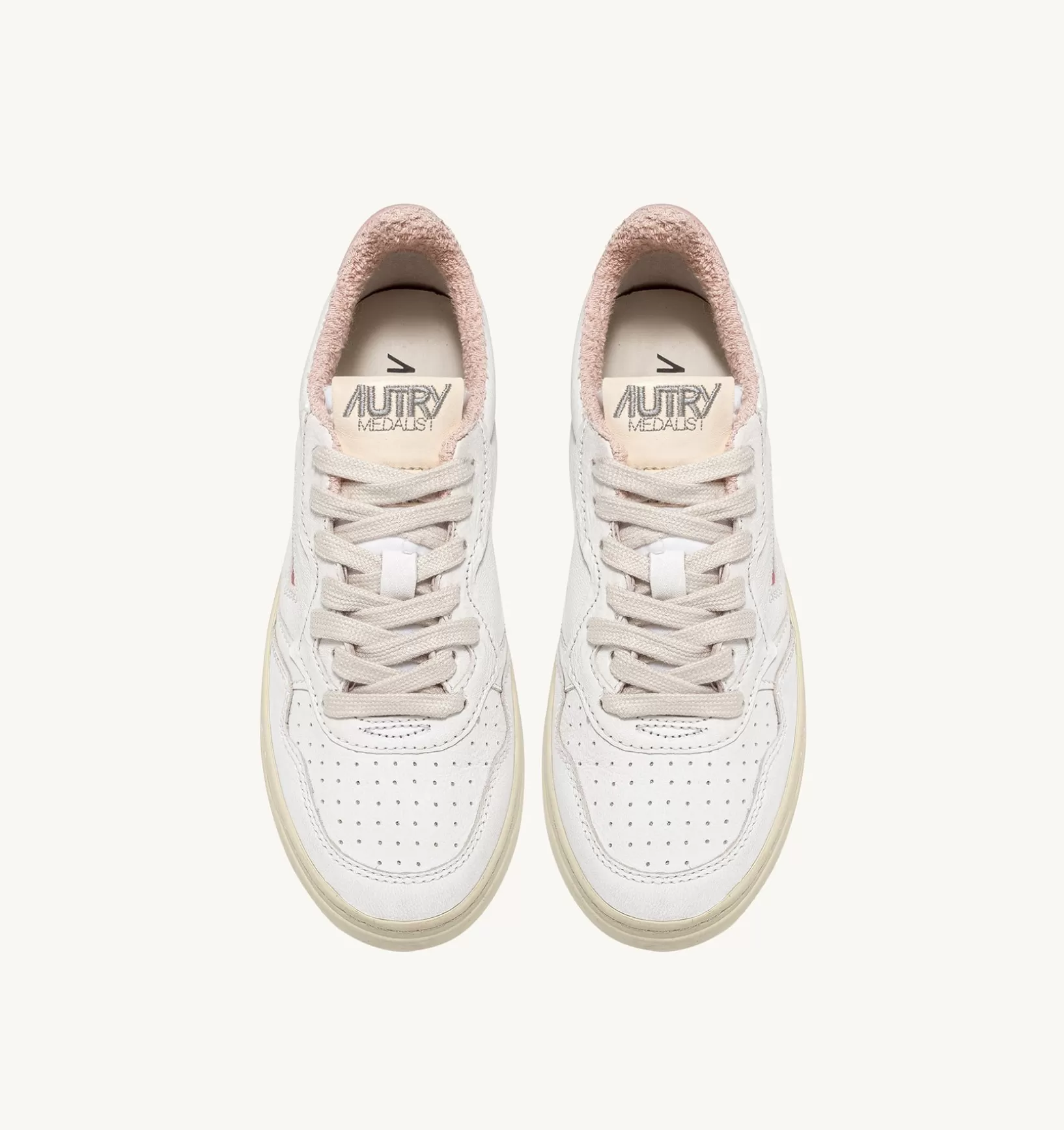 AUTRY Sneakers Medalist Low In Pelle Morbida Di Capra E Spugna Color Bianco E Powder^Donna Medalist