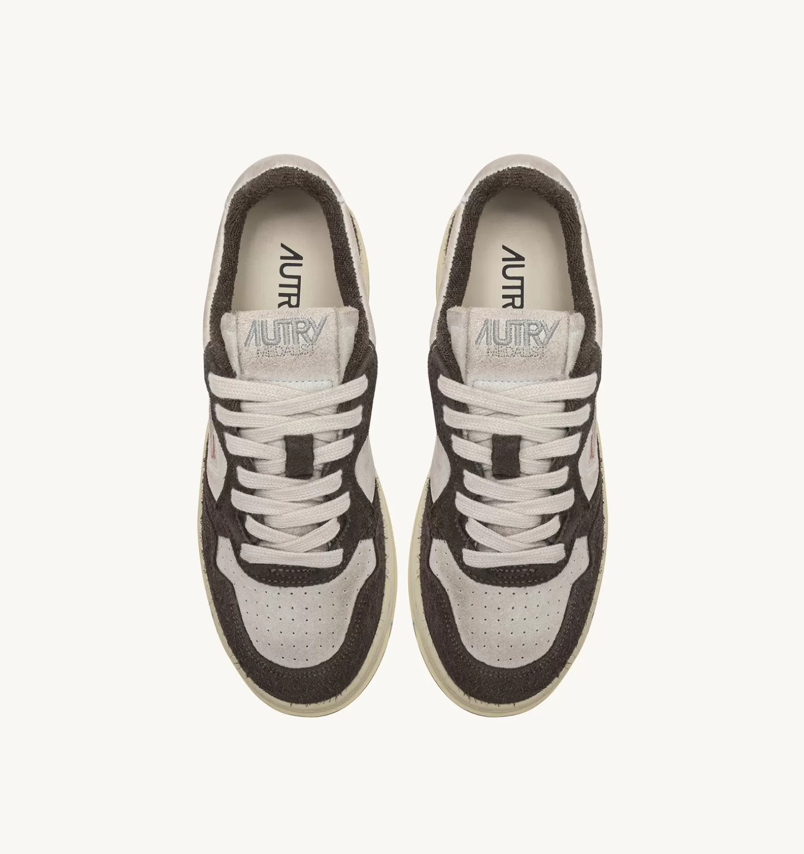 AUTRY Sneakers Medalist Low In Suede Bianco E Suede Effetto Hair Marrone^Donna Medalist