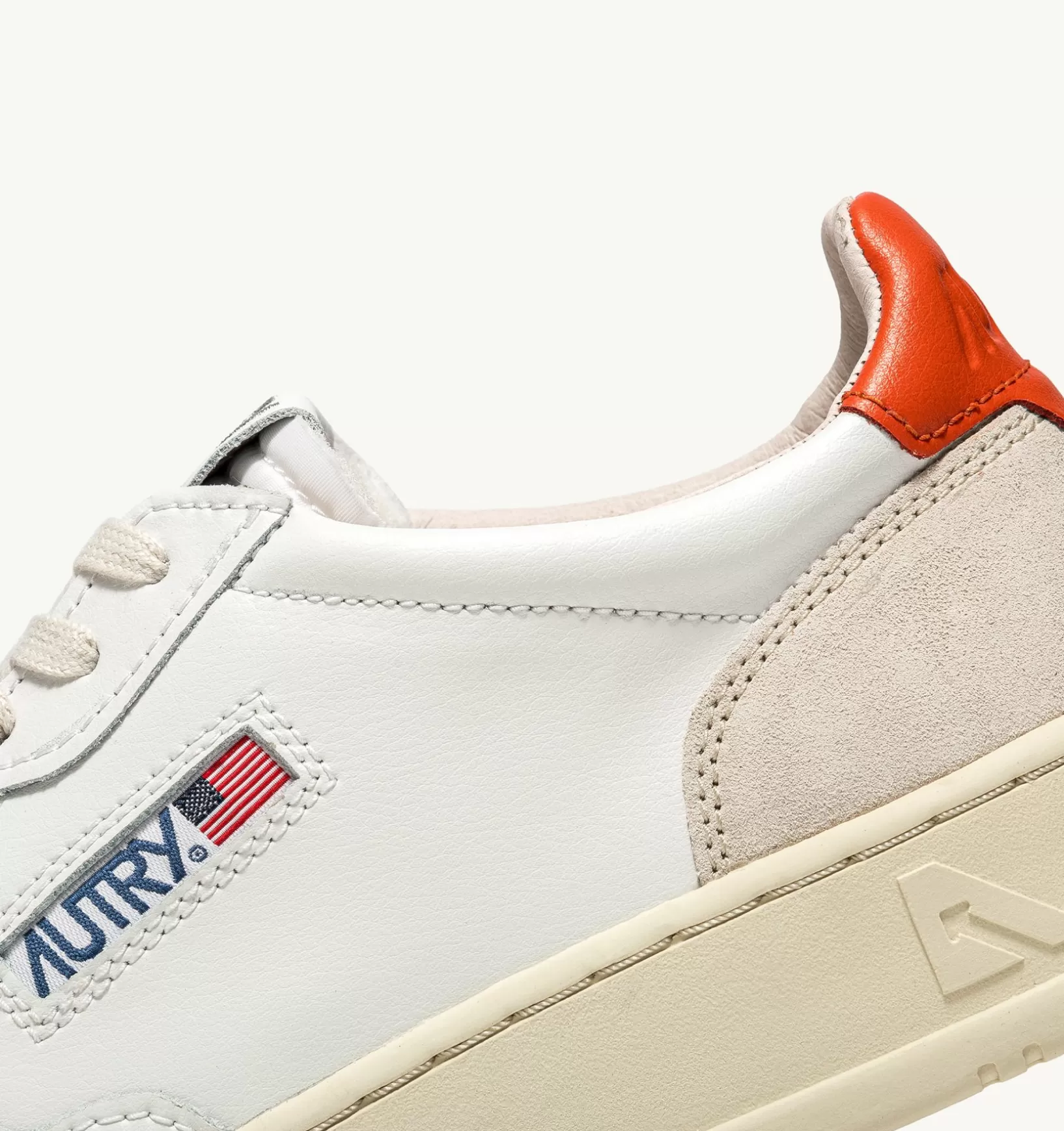 AUTRY Sneakers Medalist Low In Suede E Pelle Bianca E Arancione^Uomo Medalist