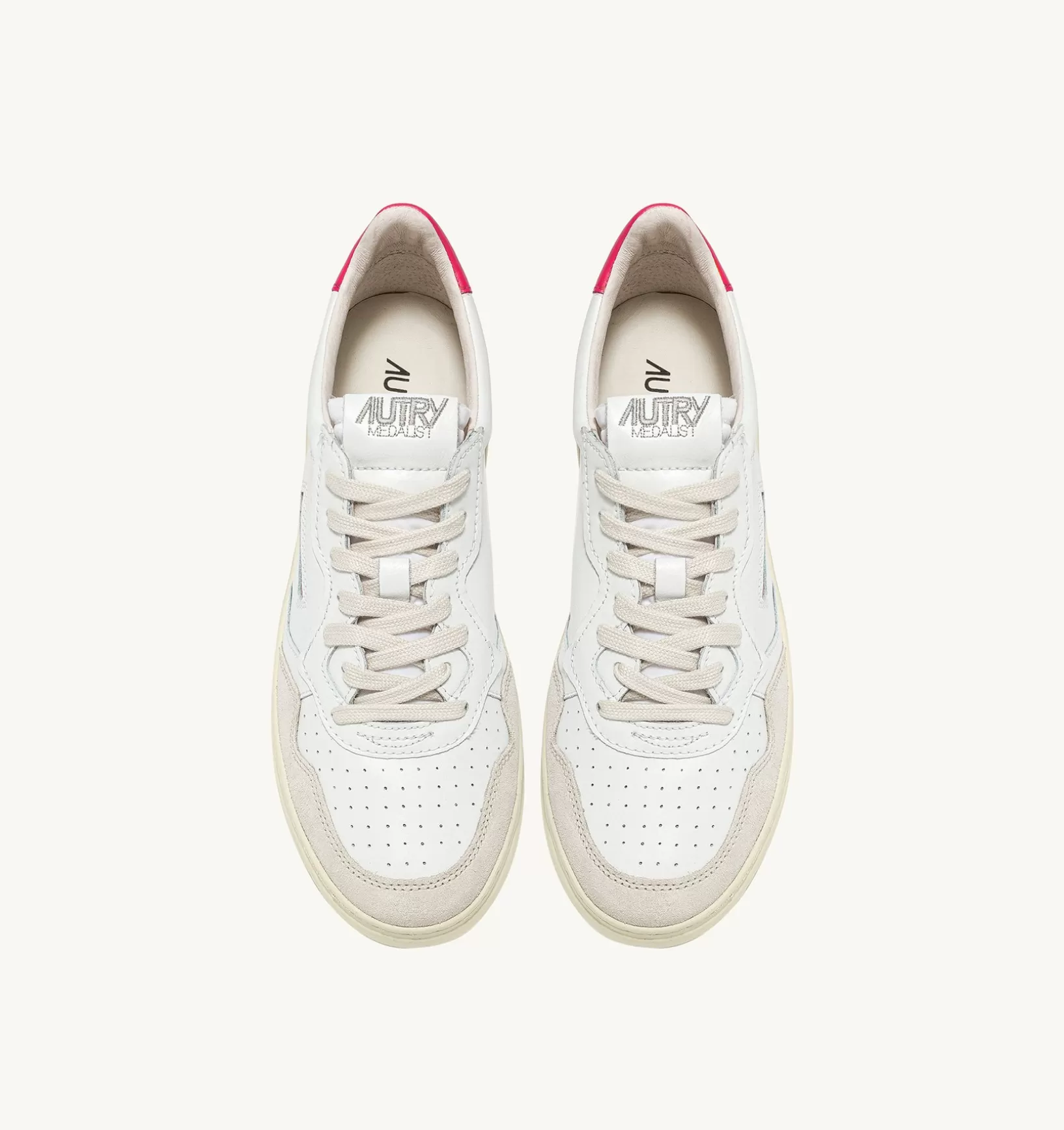 AUTRY Sneakers Medalist Low In Suede E Pelle Bianca E Bubble^Donna Medalist