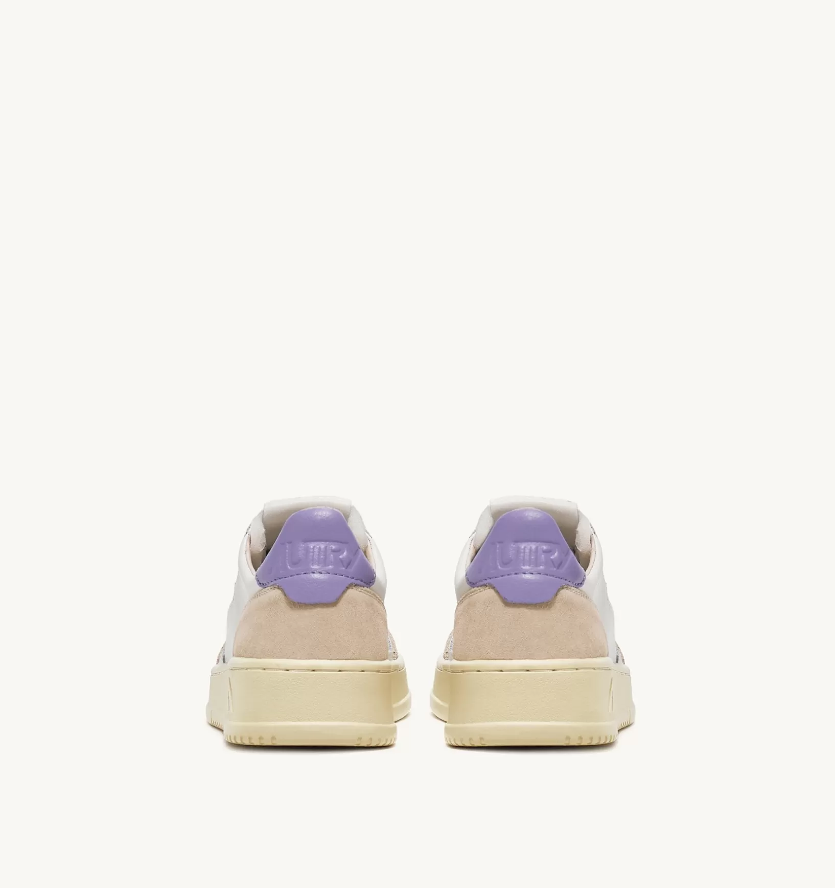 AUTRY Sneakers Medalist Low In Suede E Pelle Bianca E Lavander^Donna Medalist