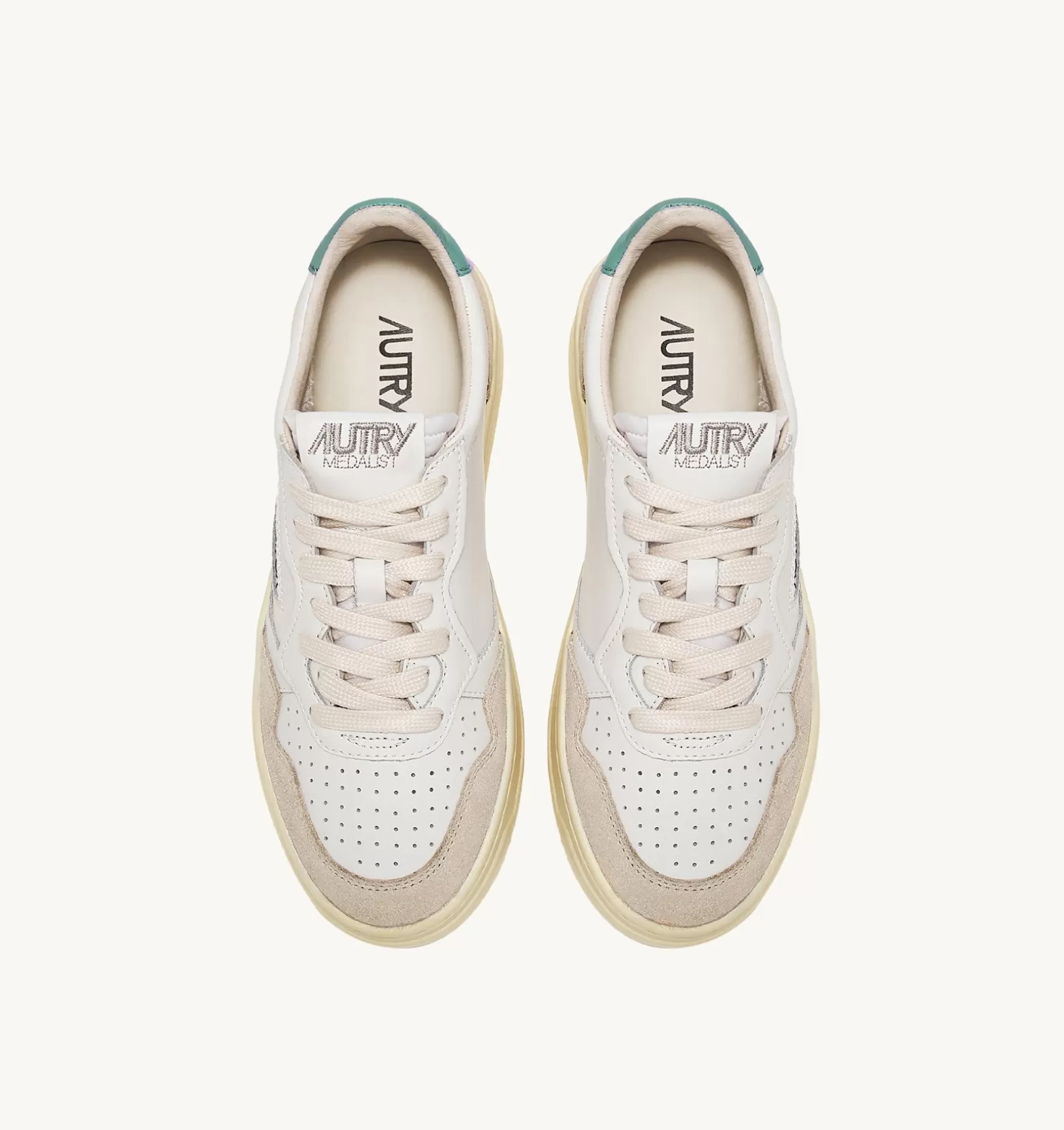 AUTRY Sneakers Medalist Low In Suede E Pelle Bianca E Malachi^Uomo Medalist