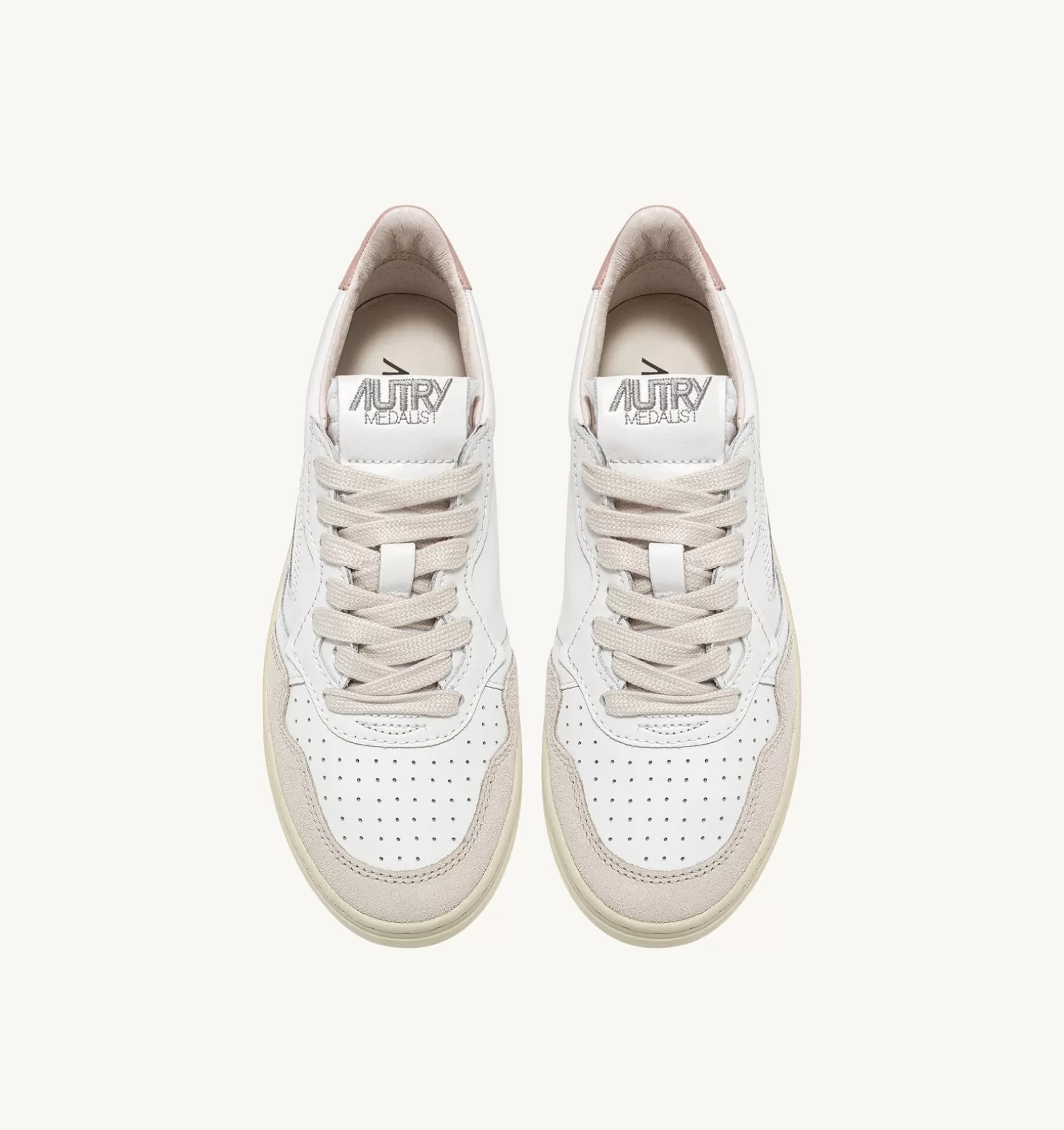 AUTRY Sneakers Medalist Low In Suede E Pelle Bianca E Powder^Donna Medalist