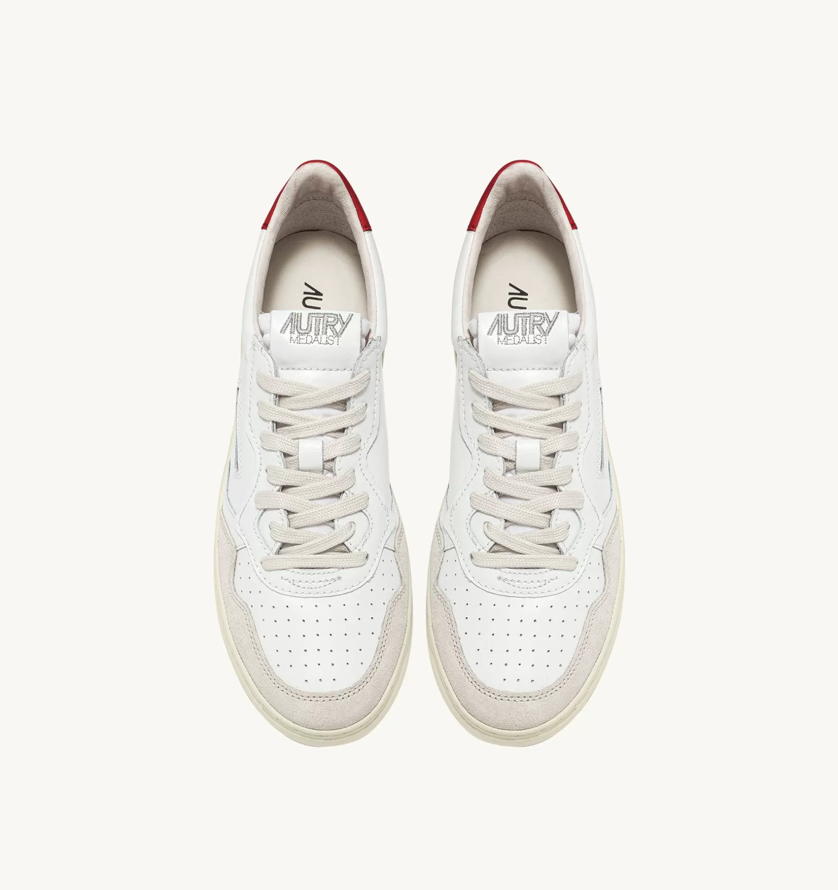 AUTRY Sneakers Medalist Low In Suede E Pelle Bianca E Rossa^Donna Medalist