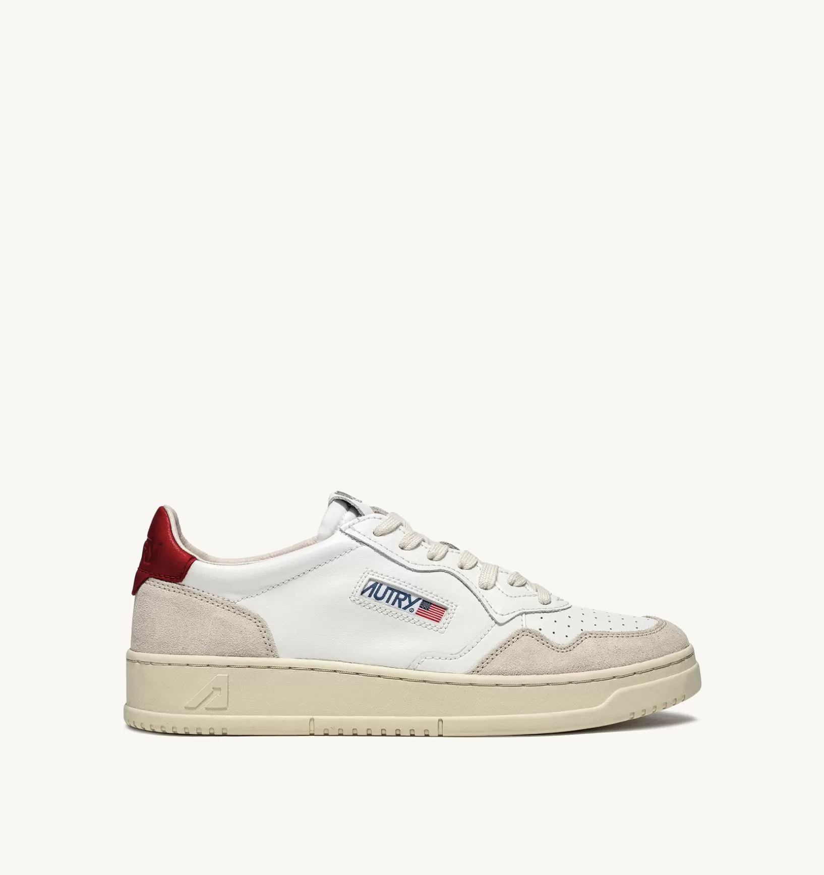 AUTRY Sneakers Medalist Low In Suede E Pelle Bianca E Rosso^Uomo Medalist