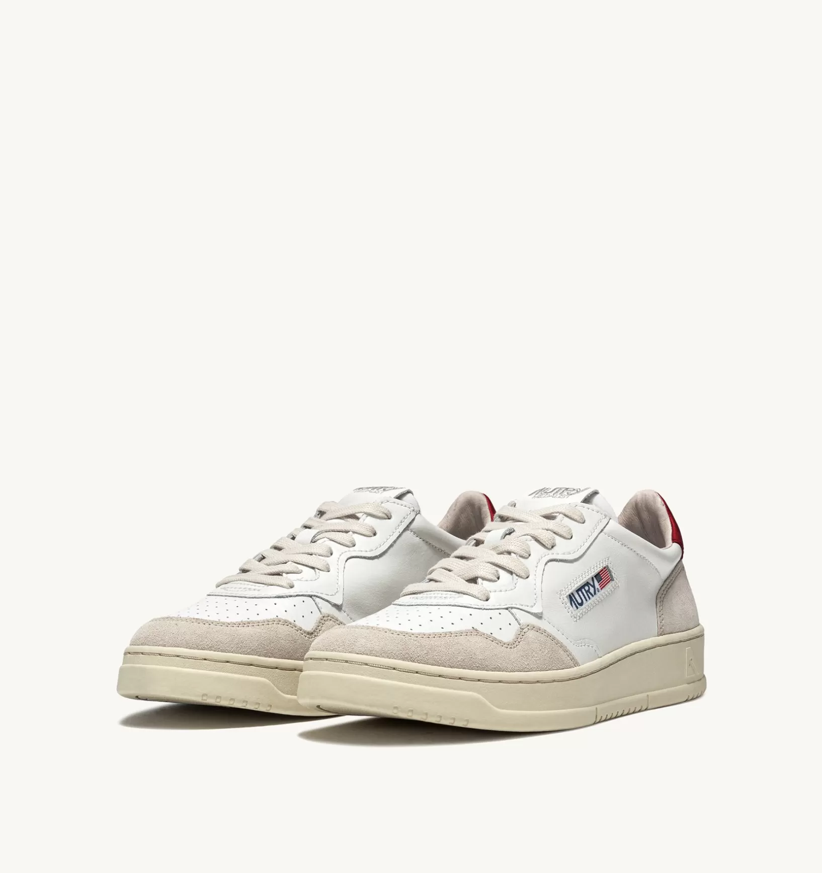 AUTRY Sneakers Medalist Low In Suede E Pelle Bianca E Rosso^Uomo Medalist