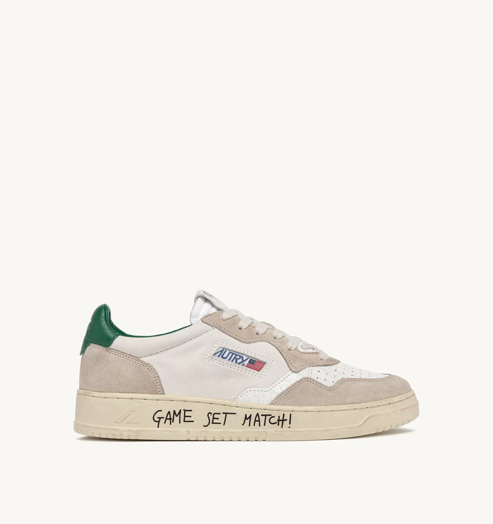 AUTRY Sneakers Medalist Low In Suede E Pelle Bianca E Verde^Uomo Medalist