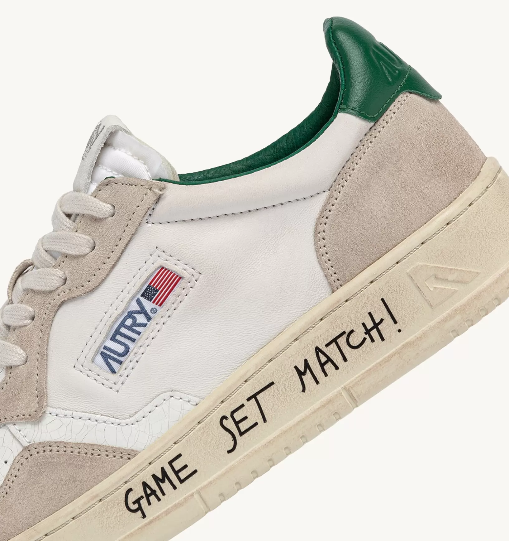 AUTRY Sneakers Medalist Low In Suede E Pelle Bianca E Verde^Uomo Medalist