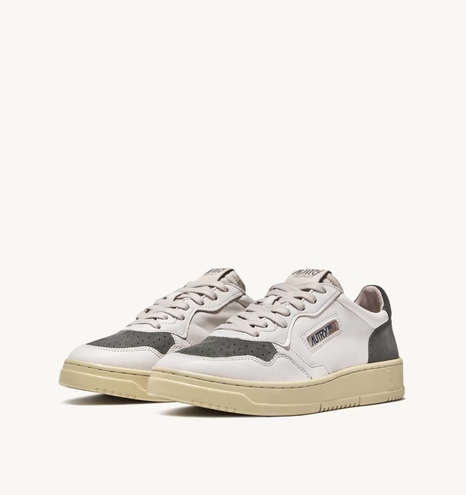 AUTRY Sneakers Medalist Low In Suede E Pelle Bianco E Military^Donna Medalist