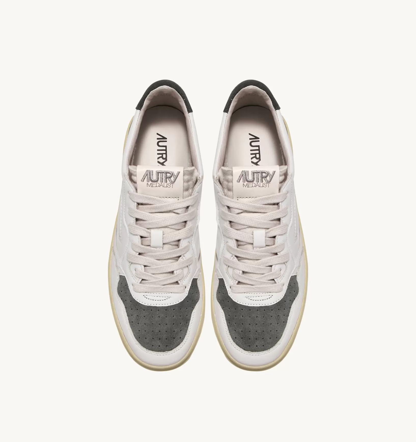 AUTRY Sneakers Medalist Low In Suede E Pelle Bianco E Military^Donna Medalist