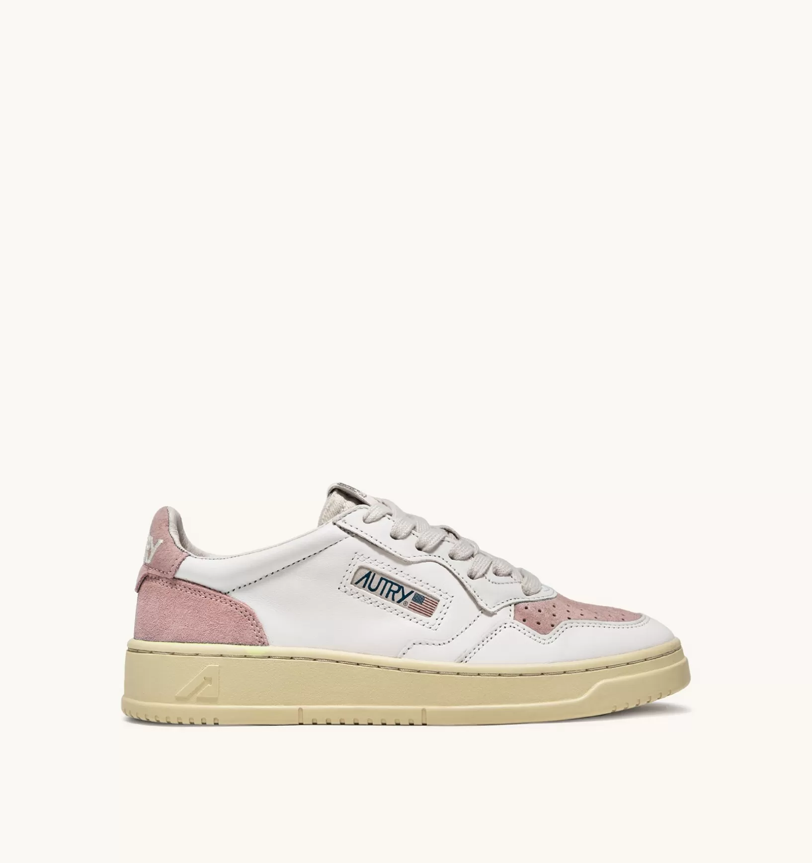 AUTRY Sneakers Medalist Low In Suede E Pelle Bianco E Rosa^Donna Medalist