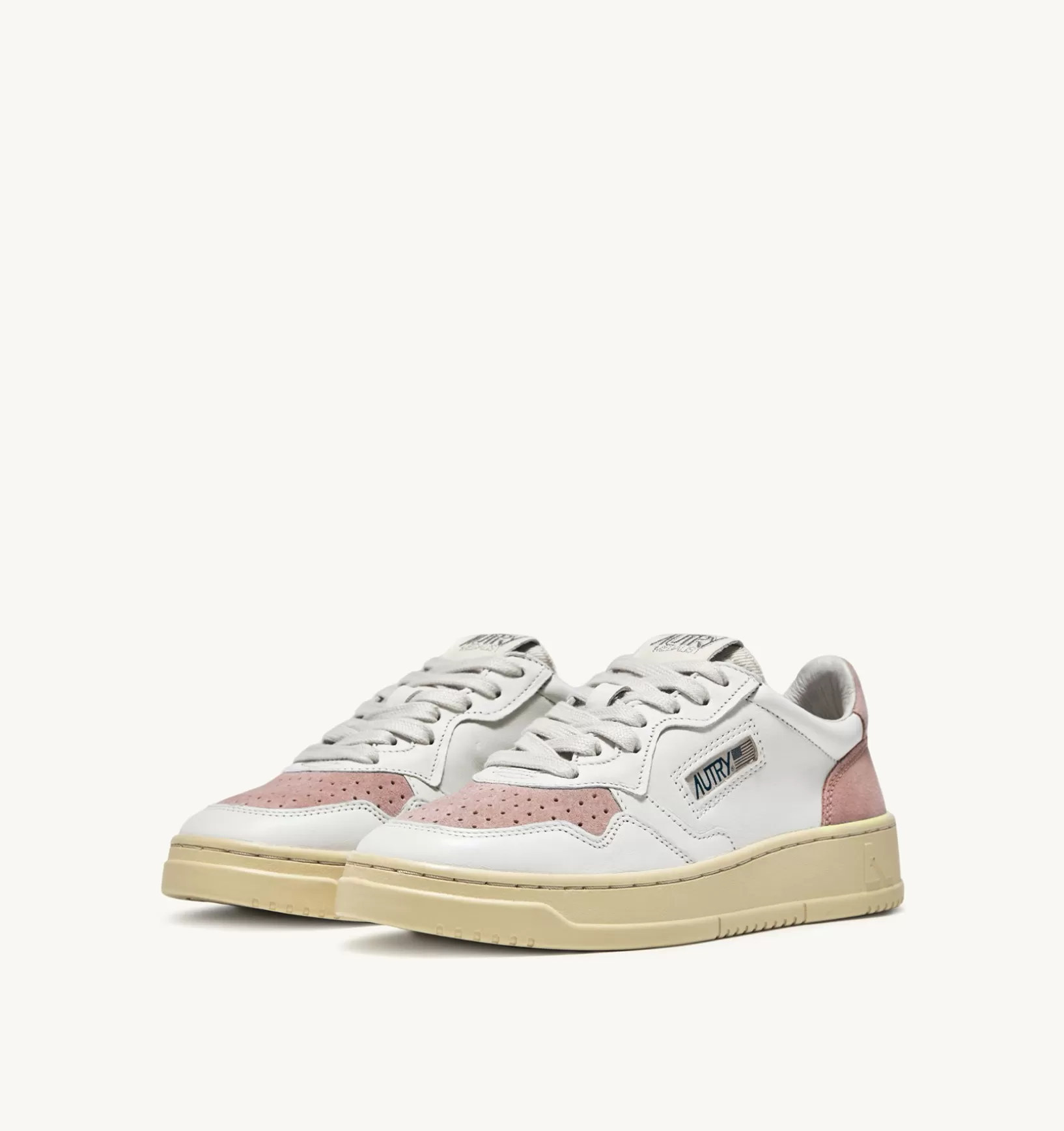 AUTRY Sneakers Medalist Low In Suede E Pelle Bianco E Rosa^Donna Medalist