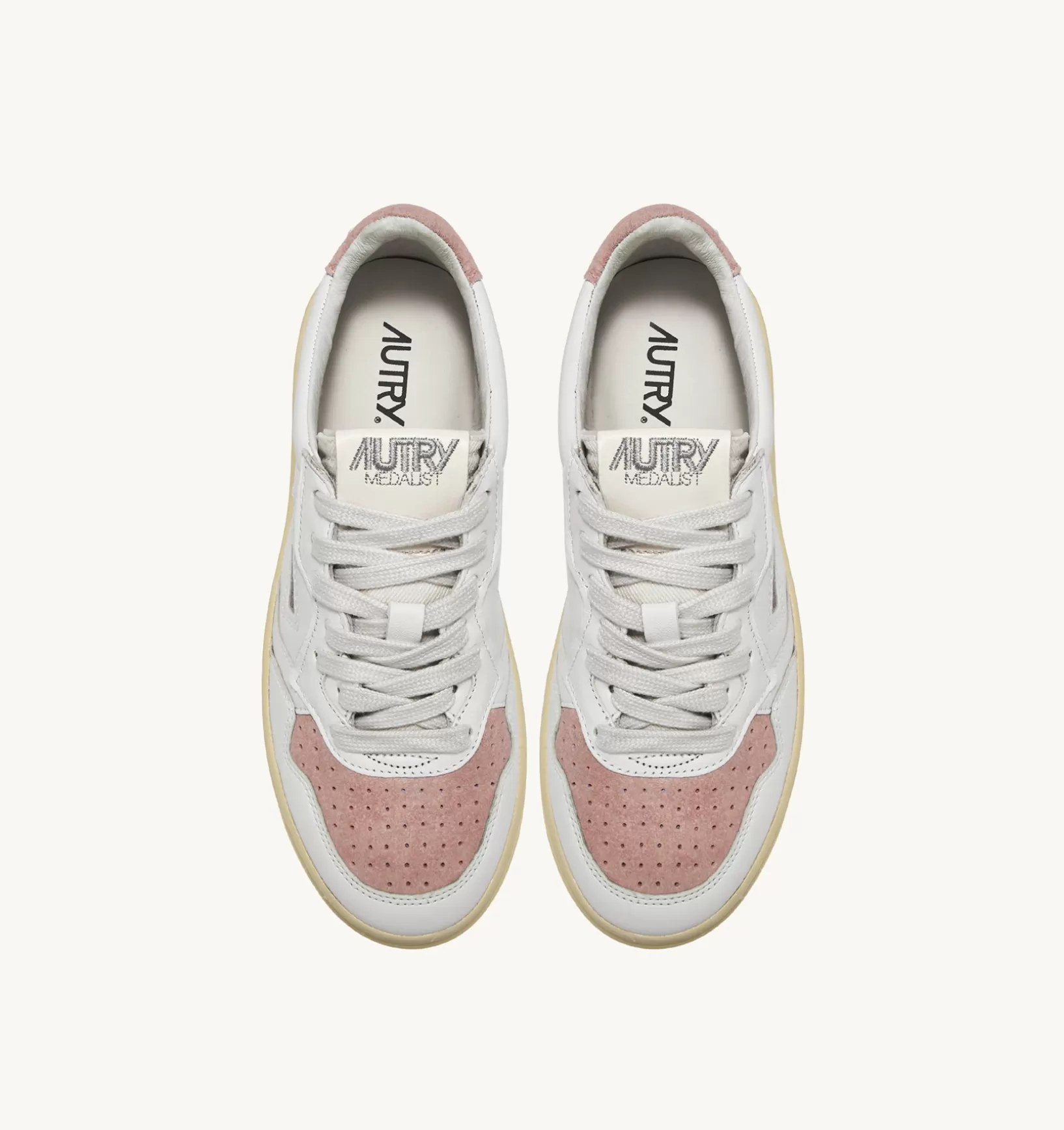 AUTRY Sneakers Medalist Low In Suede E Pelle Bianco E Rosa^Donna Medalist