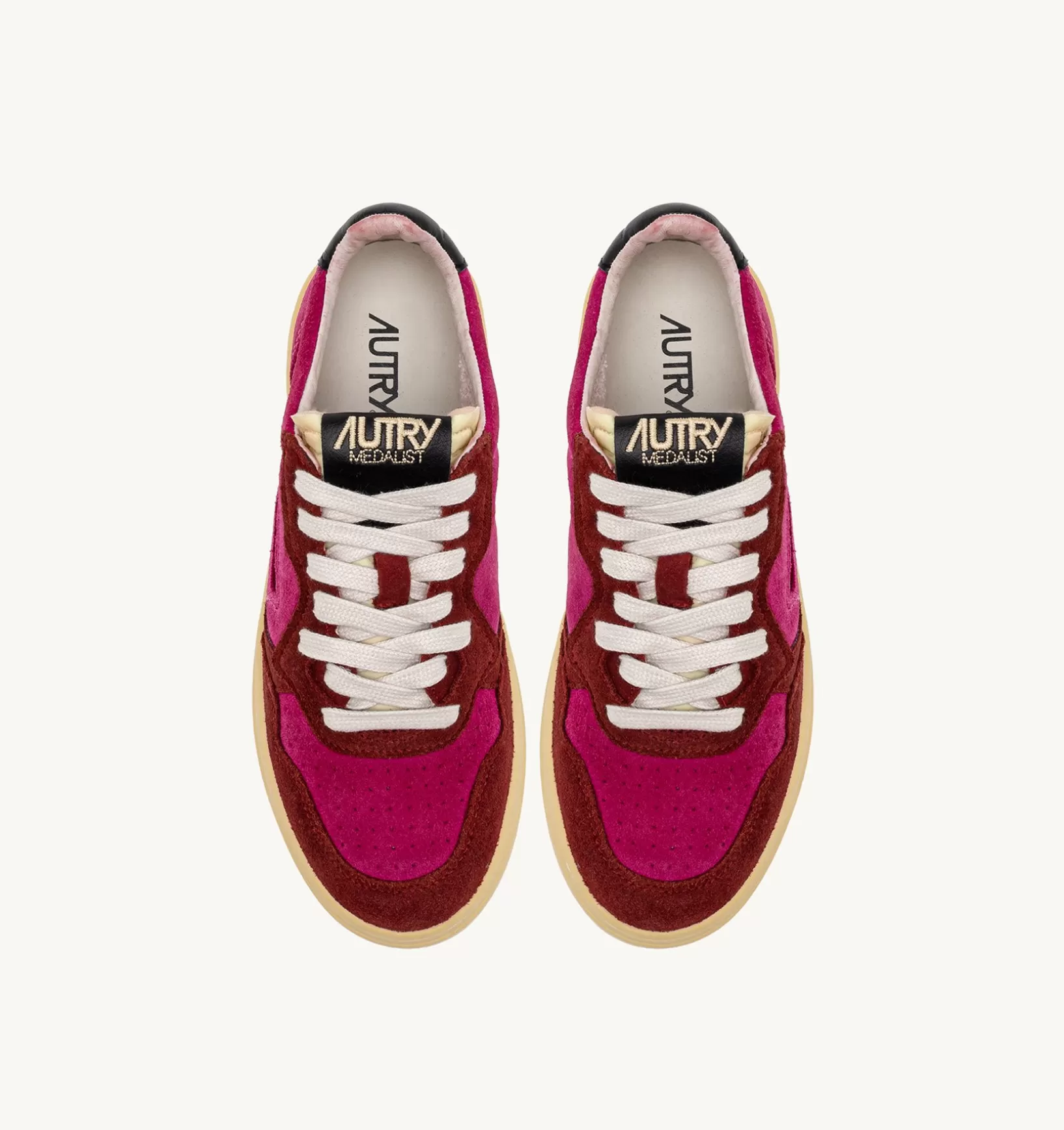 AUTRY Sneakers Medalist Low In Suede Fucsia E Bordeaux^Donna Medalist