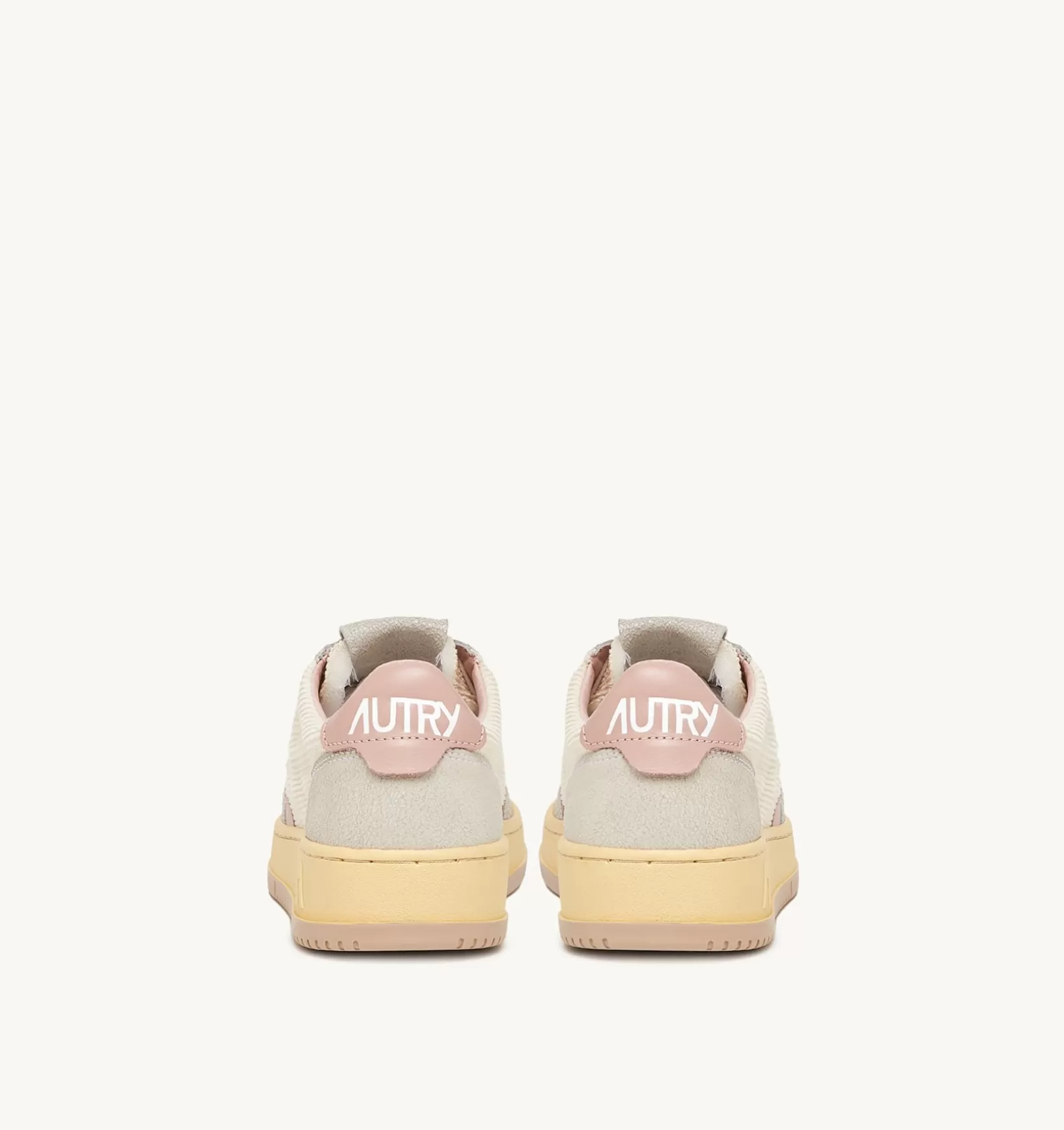 AUTRY Sneakers Medalist Low In Velluto A Costine Avorio E Pelle Grigia E Rosa^Donna Medalist