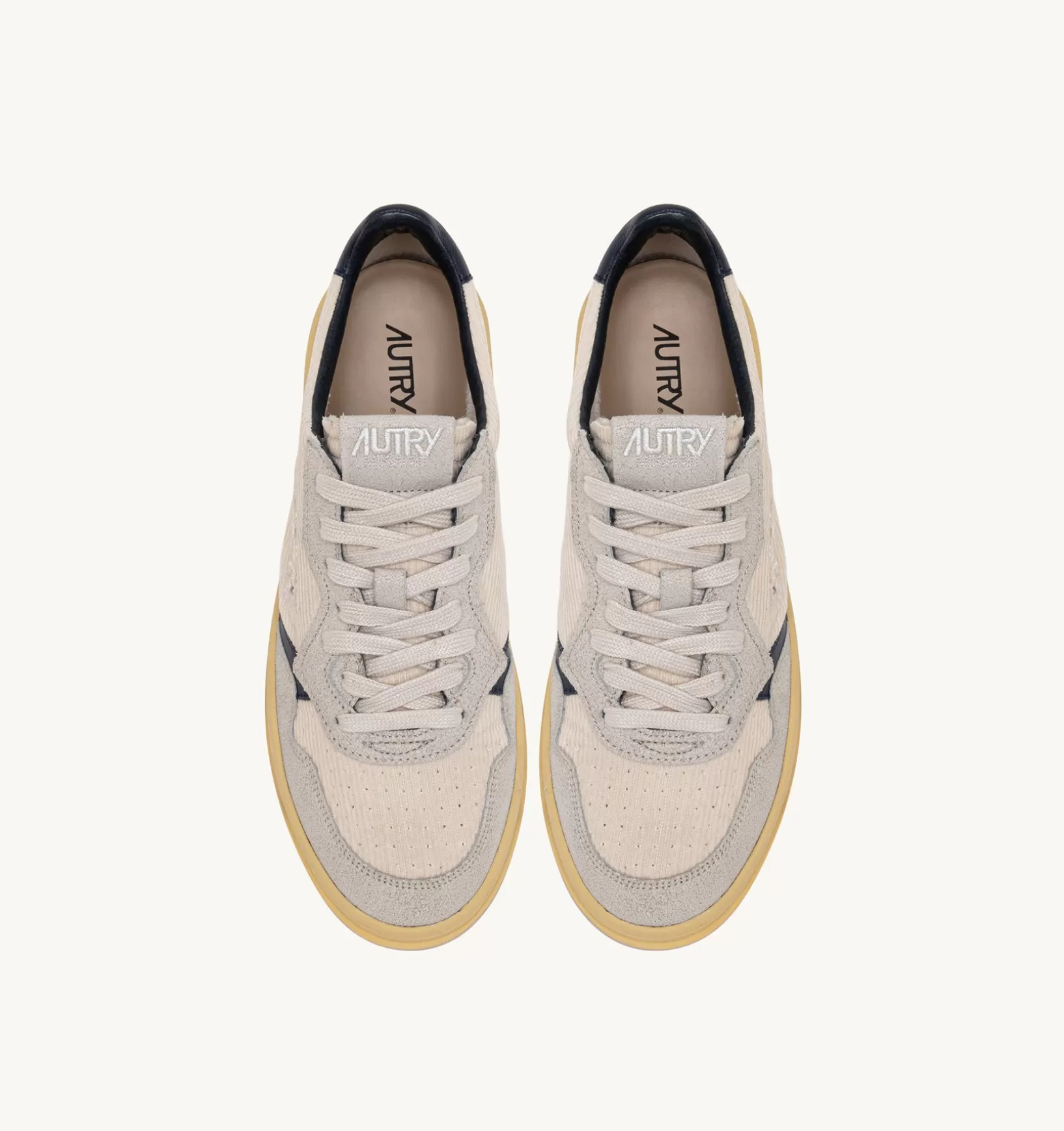 AUTRY Sneakers Medalist Low In Velluto A Costine E Suede Bianco E Blu^Uomo Medalist