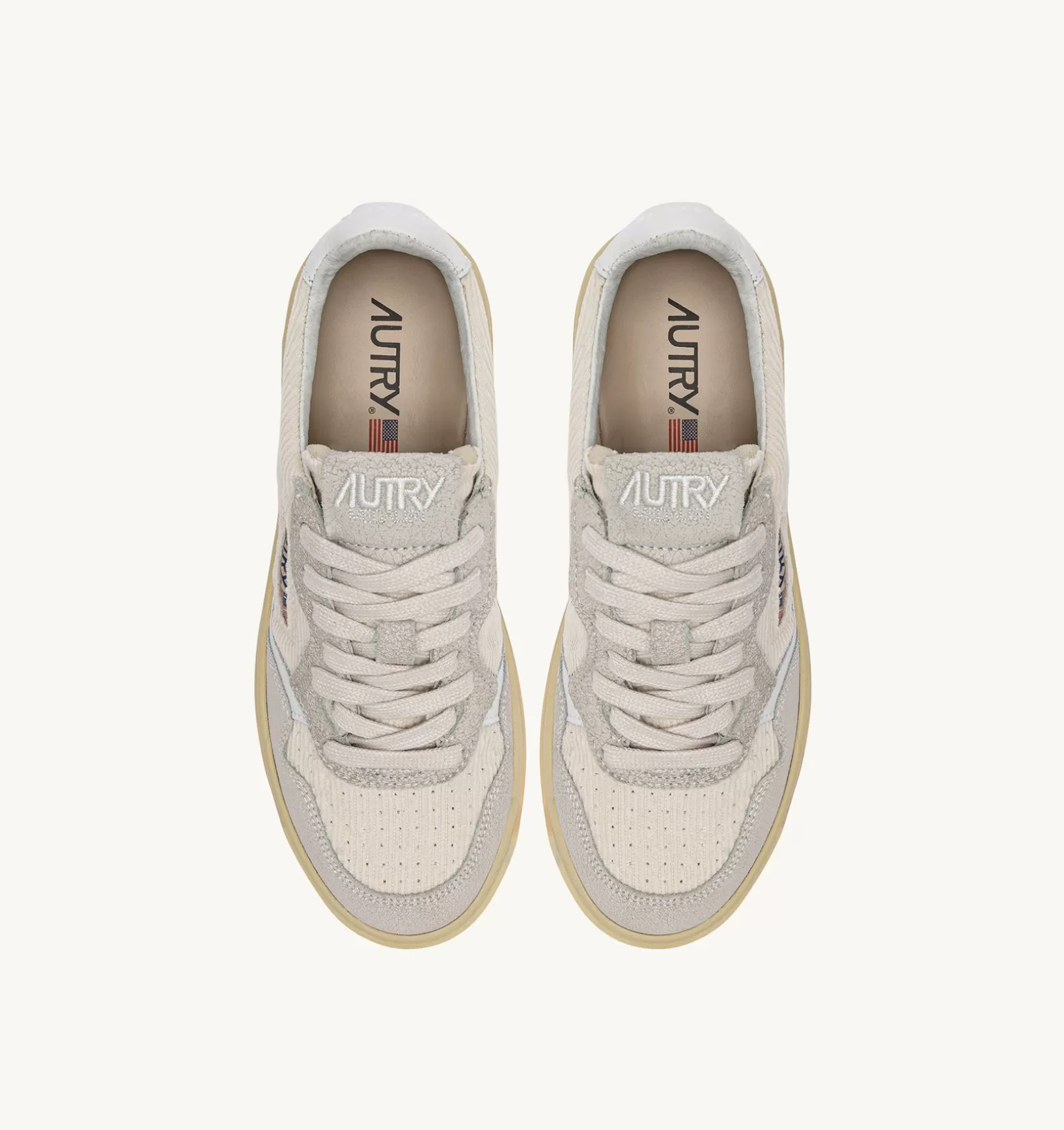 AUTRY Sneakers Medalist Low In Velluto A Costine E Suede Colore Avorio^Donna Medalist