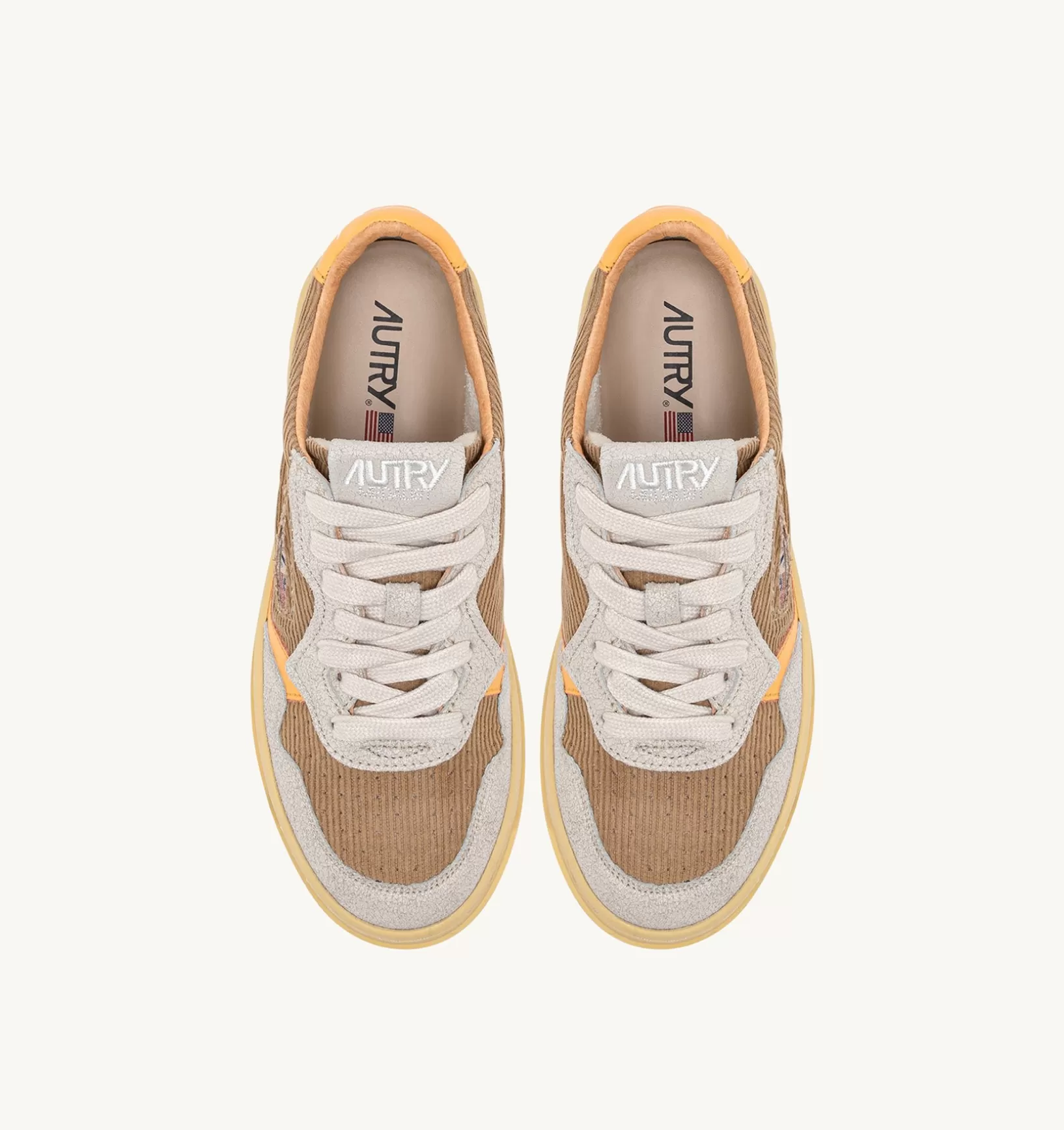 AUTRY Sneakers Medalist Low In Velluto A Costine Taupe E Suede Colore Grigio^Donna Medalist