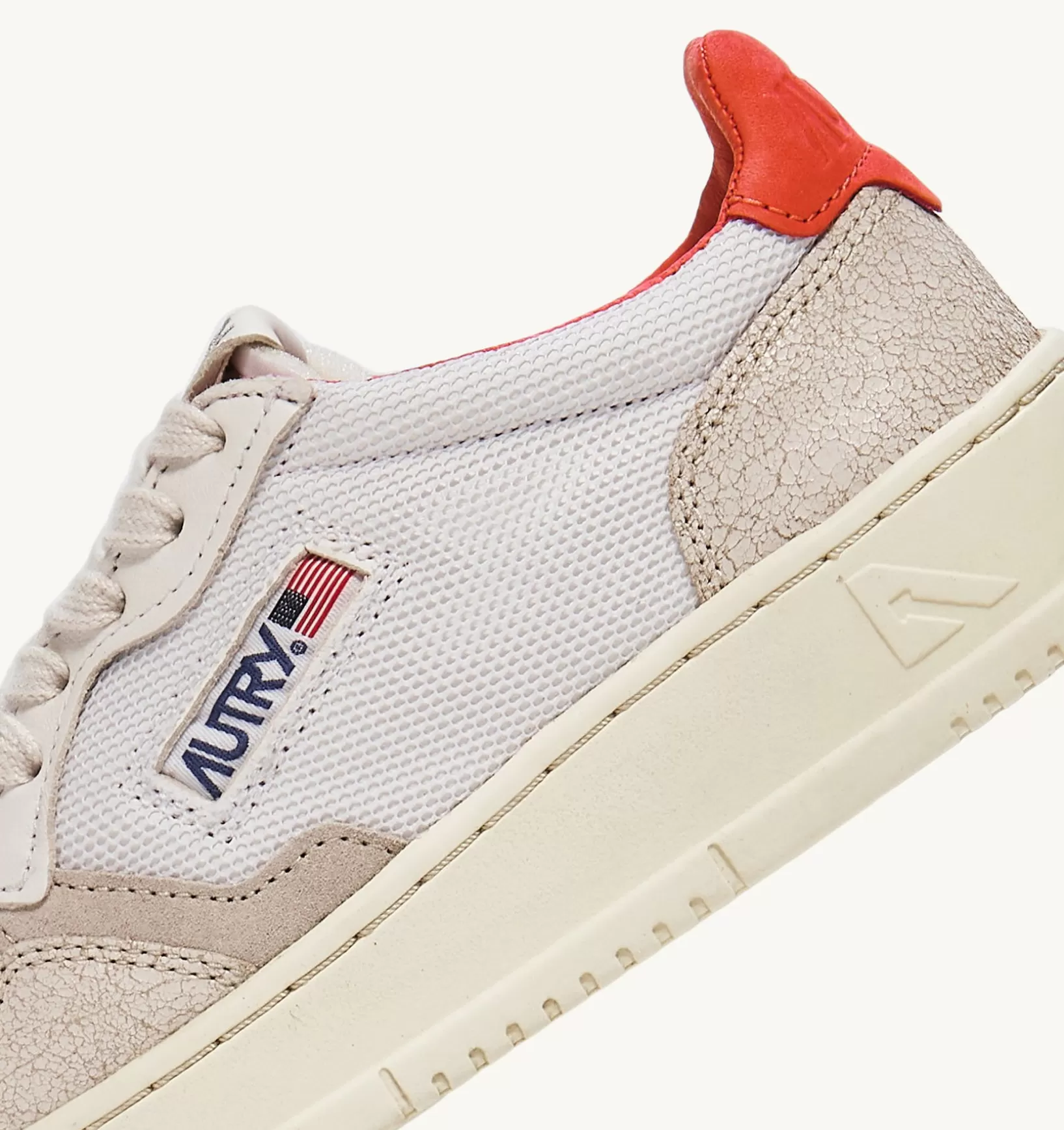 AUTRY Sneakers Medalist Low Pelle Di Capra E Nabuk Bianco Arancione^Donna Medalist
