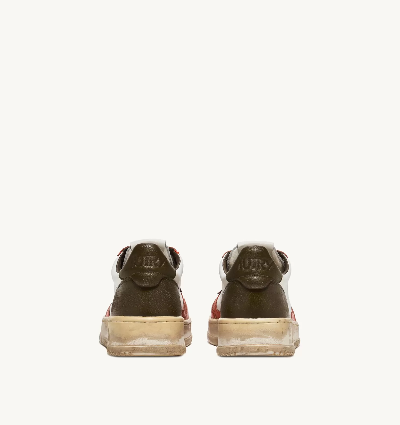 AUTRY Sneakers Medalist Low Super Vintage In Pelle Bianco Arancione Militare^Uomo Super Vintage