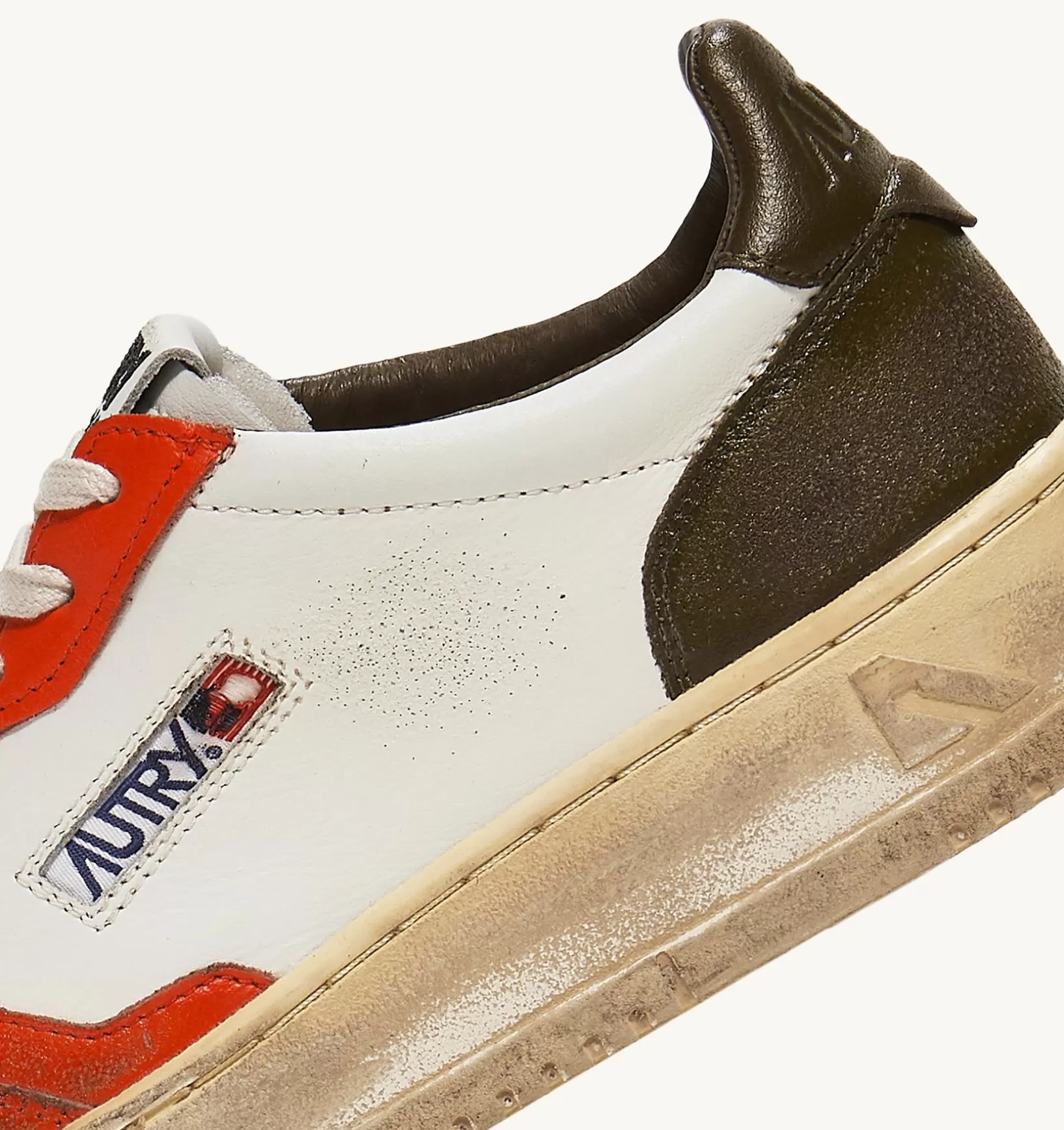 AUTRY Sneakers Medalist Low Super Vintage In Pelle Bianco Arancione Militare^Uomo Super Vintage