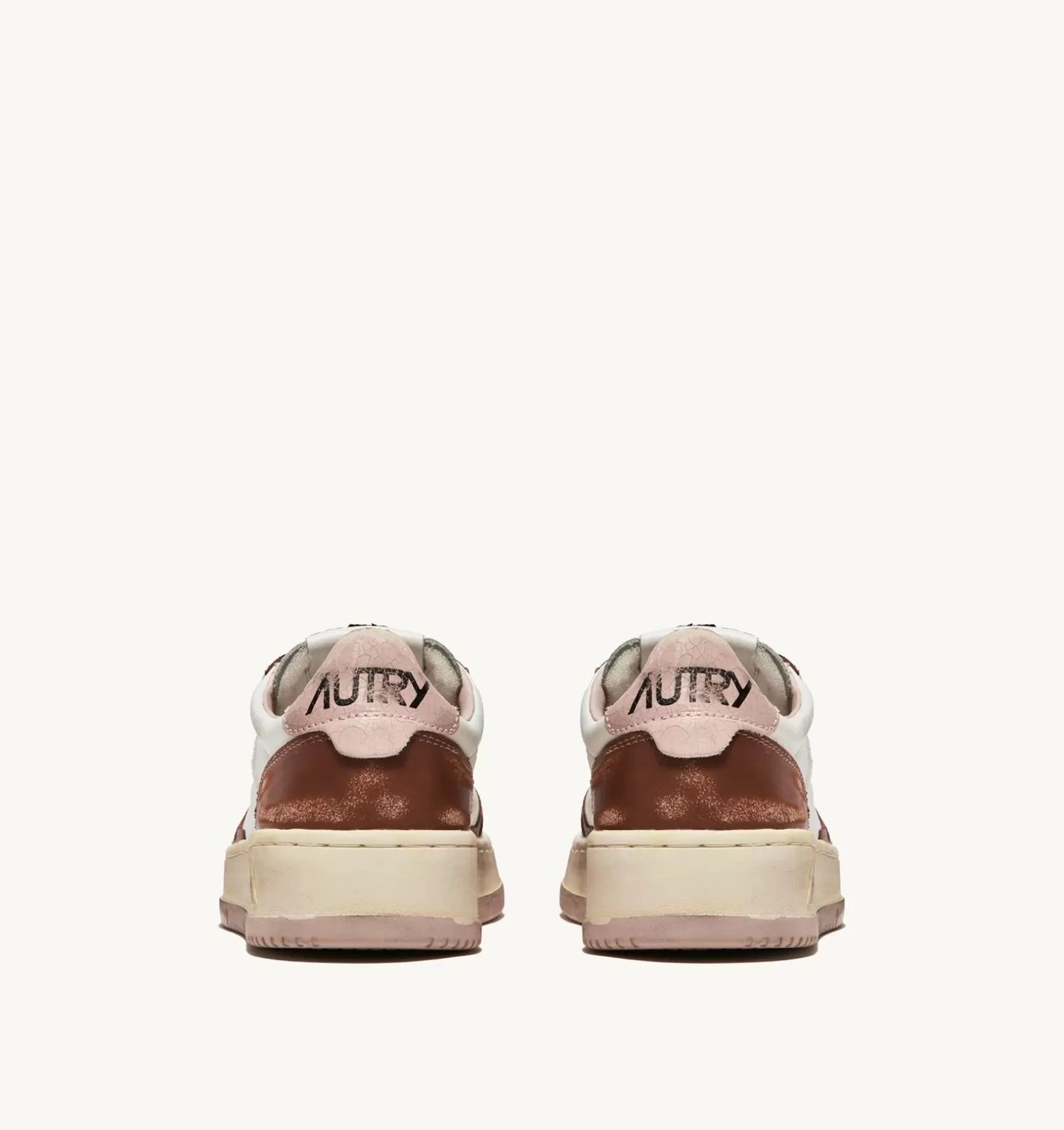 AUTRY Sneakers Medalist Low Super Vintage In Pelle Bianco Marrone Rosa^Uomo Medalist