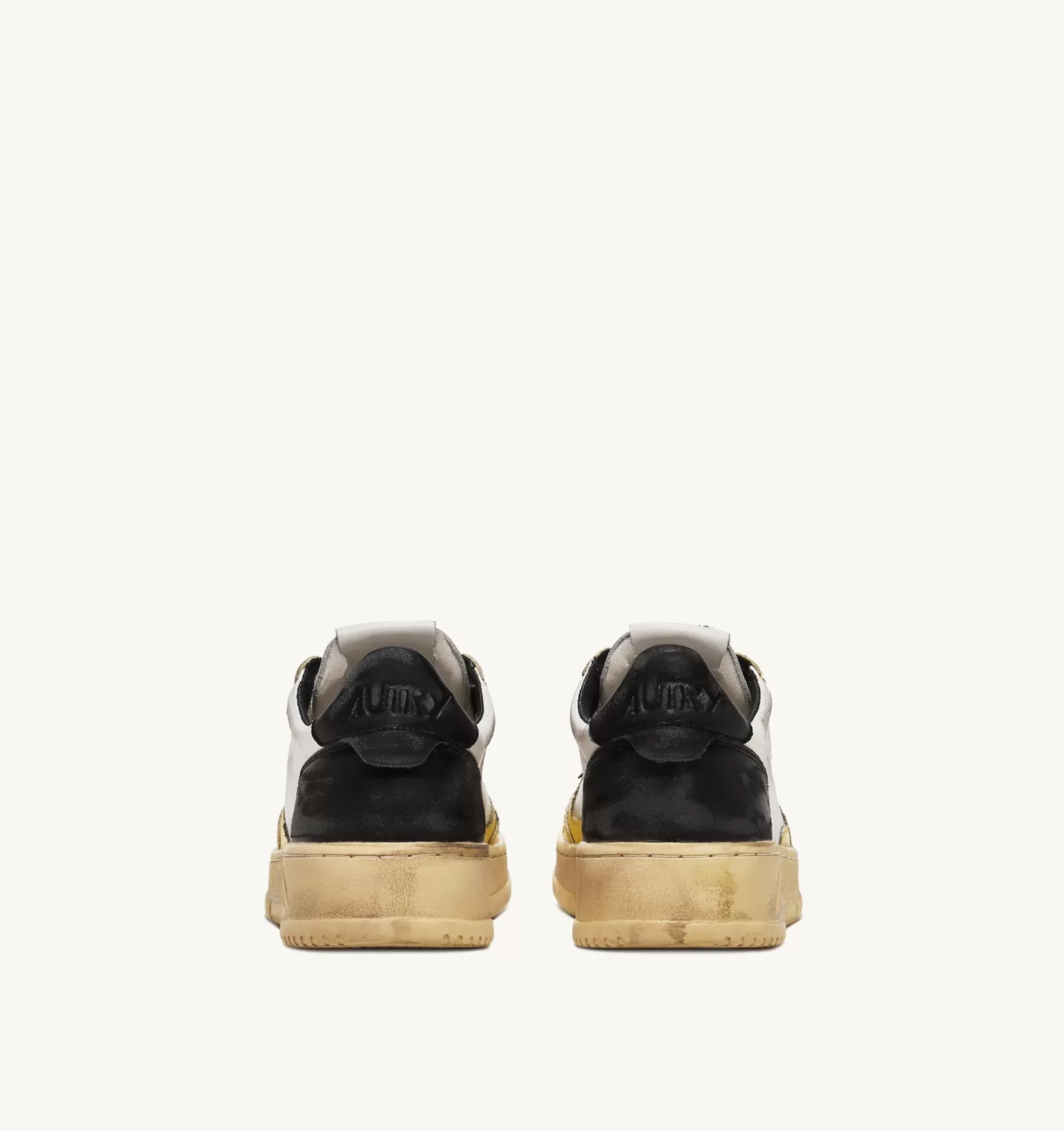 AUTRY Sneakers Medalist Low Super Vintage In Pelle Bianco Nero Giallo^Donna Super Vintage