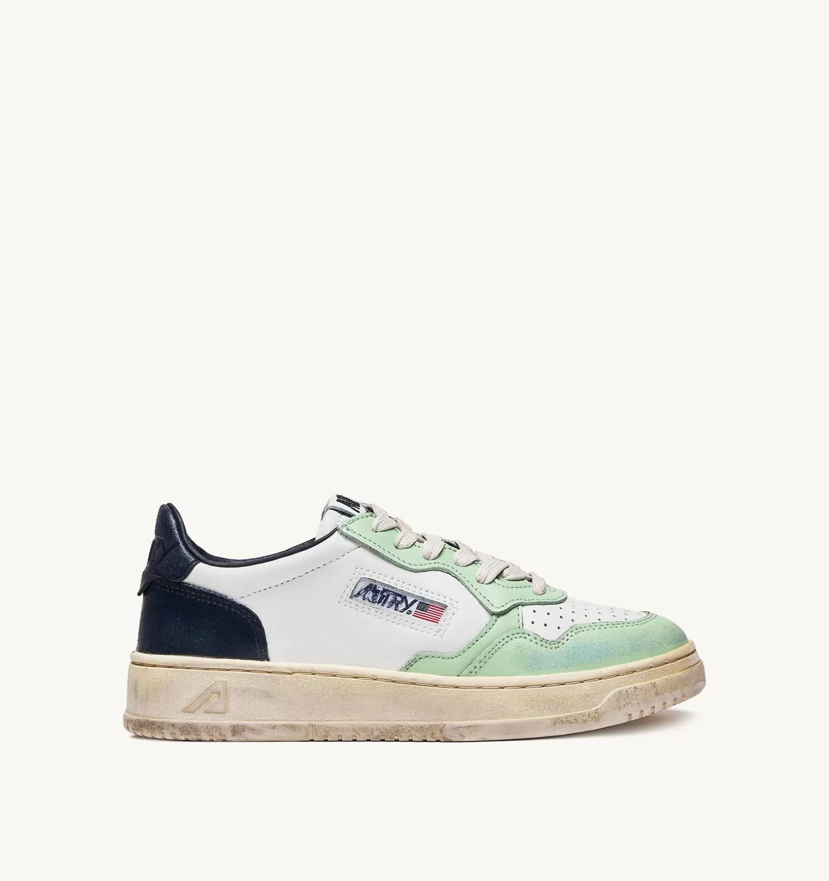 AUTRY Sneakers Medalist Low Super Vintage In Pelle Bianco Nile Blu^Uomo Super Vintage