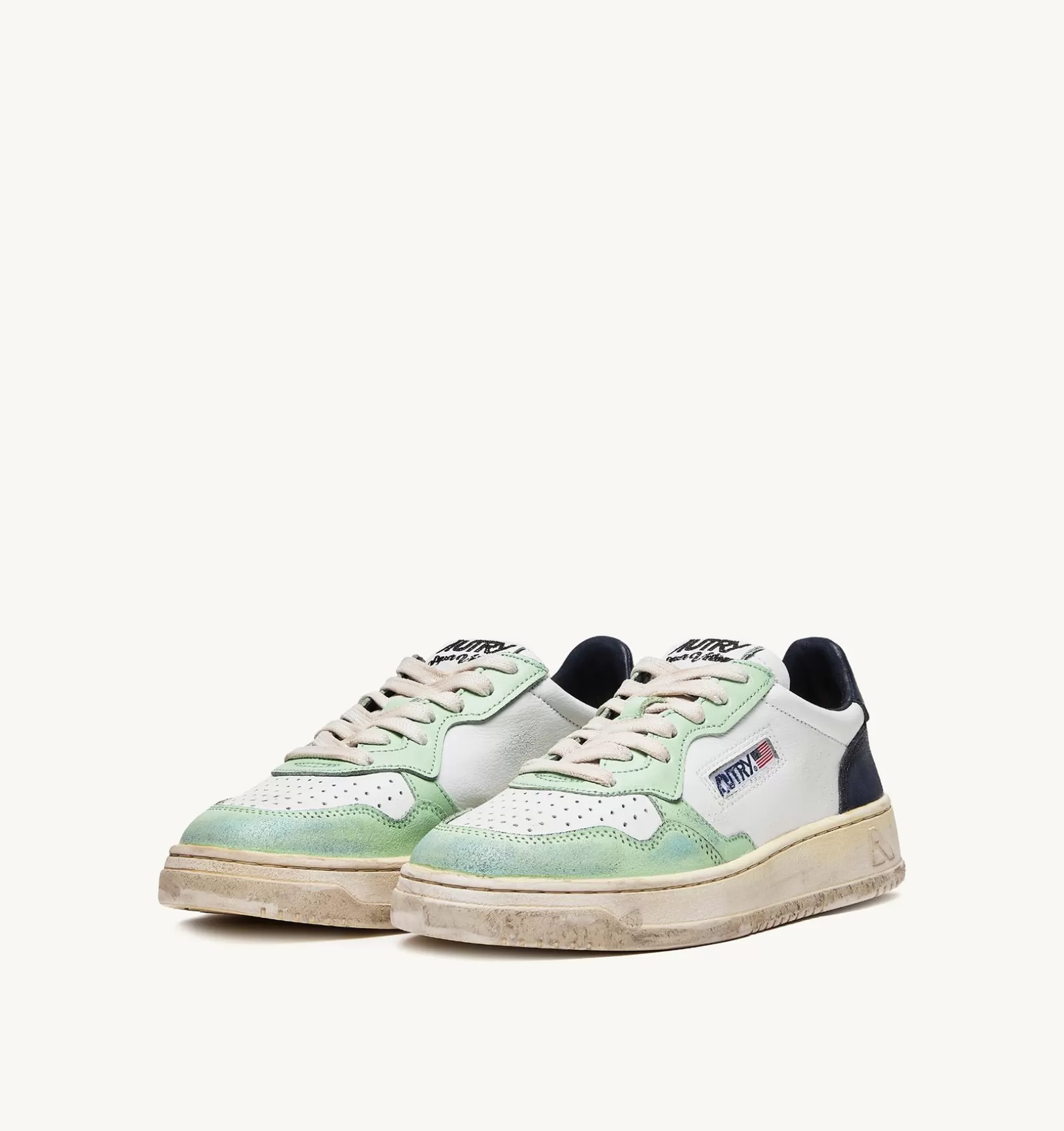 AUTRY Sneakers Medalist Low Super Vintage In Pelle Bianco Nile Blu^Uomo Super Vintage