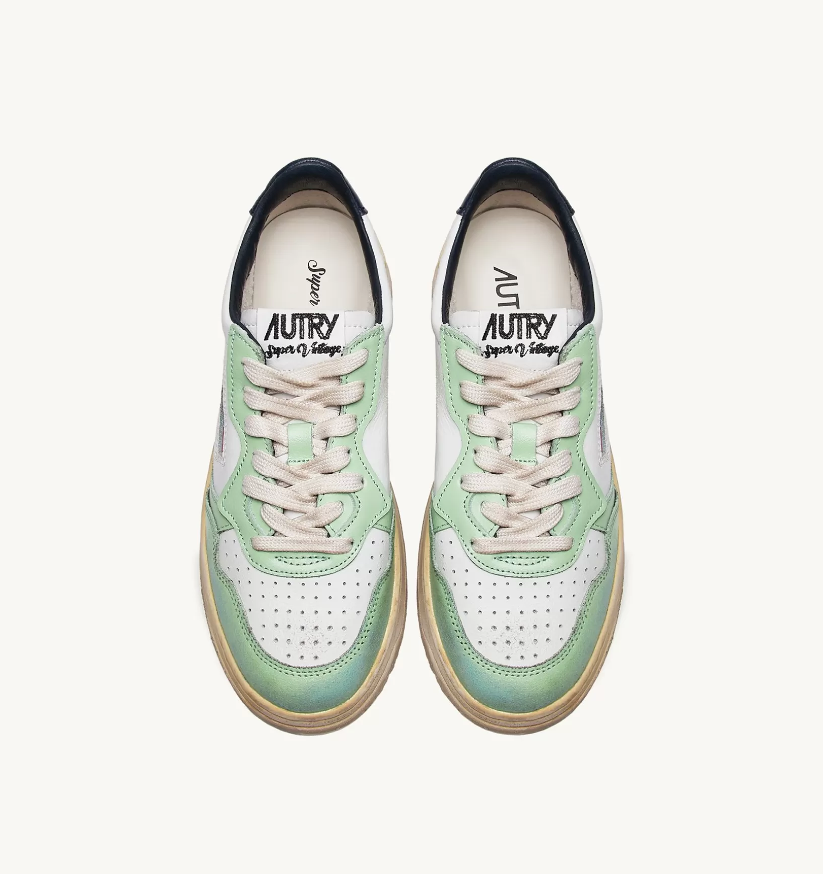 AUTRY Sneakers Medalist Low Super Vintage In Pelle Bianco Nile Blu^Uomo Super Vintage