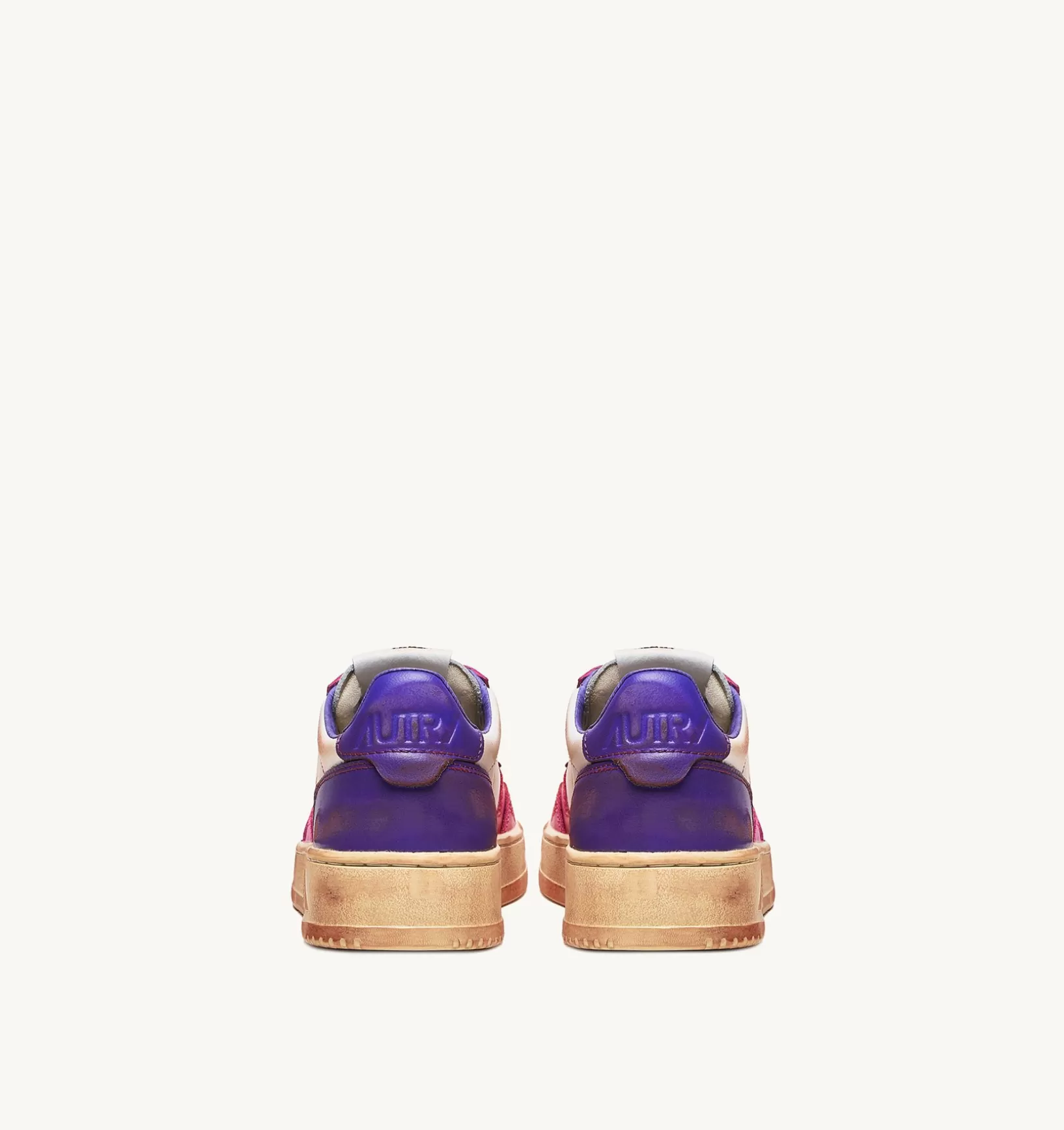 AUTRY Sneakers Medalist Low Super Vintage In Pelle Bianco Viola E Rosa^Donna Super Vintage