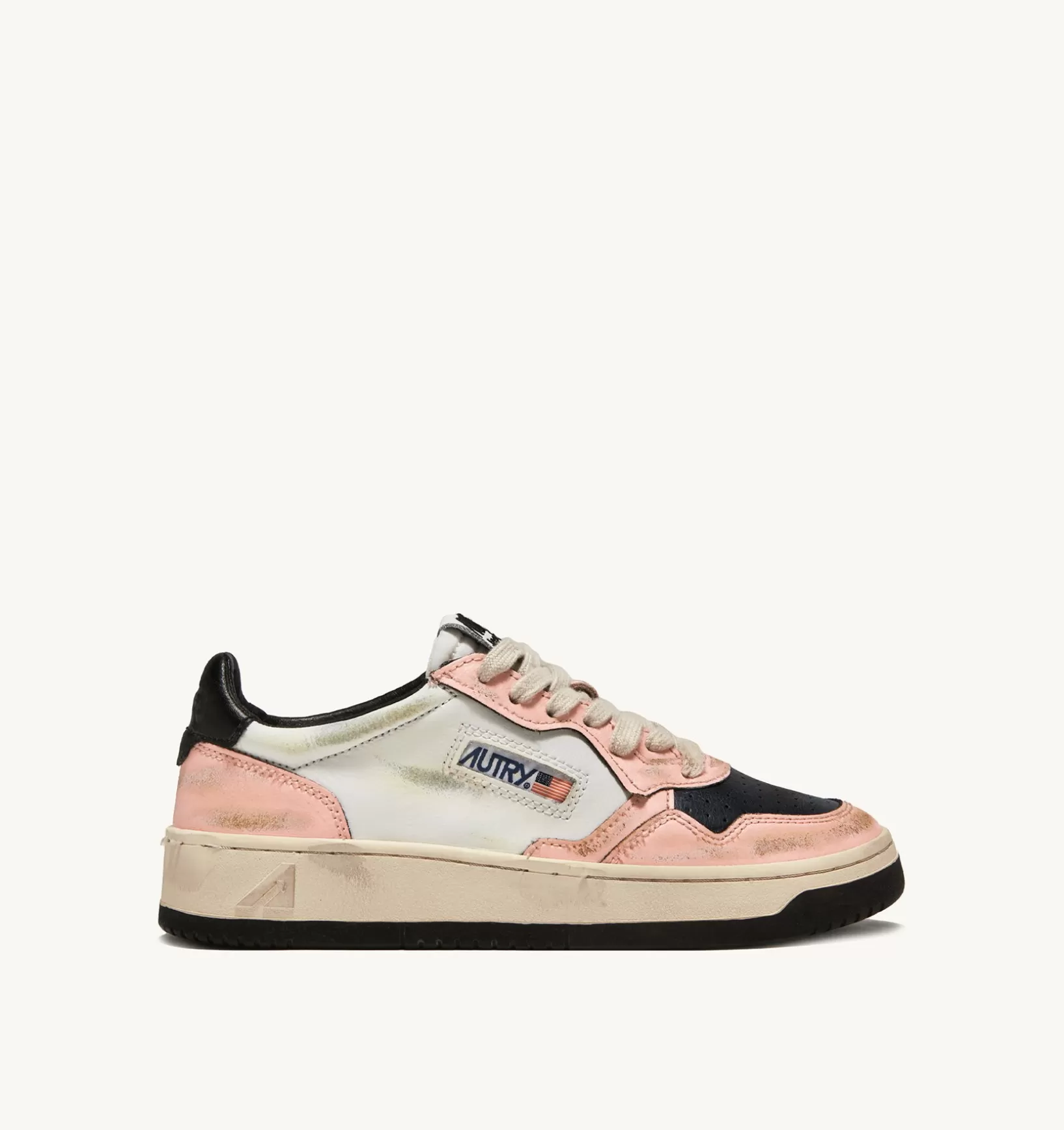 AUTRY Sneakers Medalist Low Super Vintage In Pelle Colore Bianco E Rosa^Donna Super Vintage