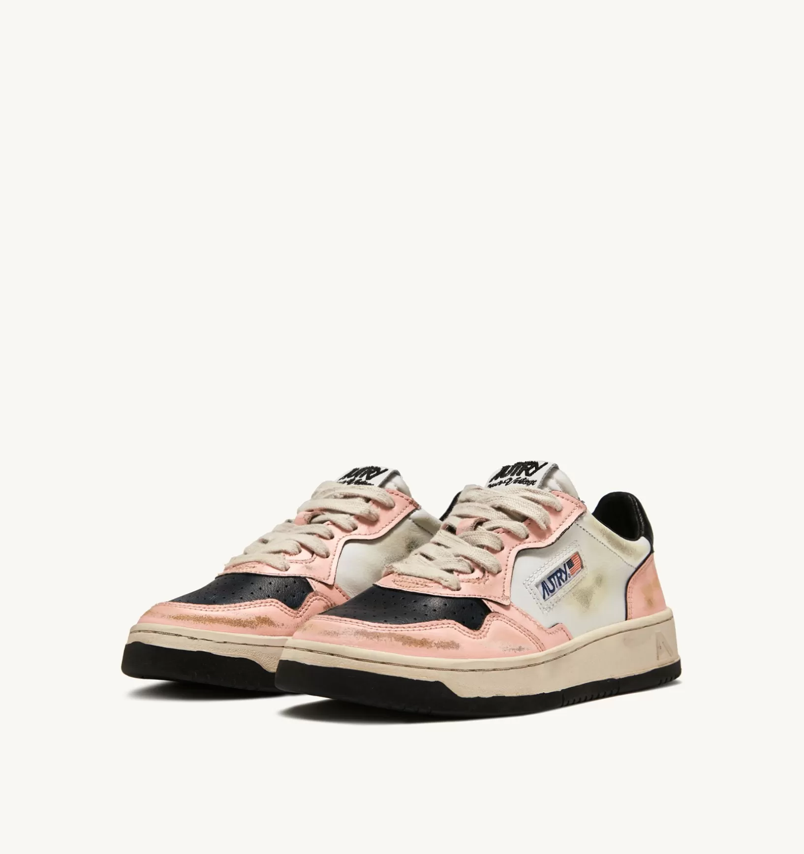 AUTRY Sneakers Medalist Low Super Vintage In Pelle Colore Bianco E Rosa^Donna Super Vintage