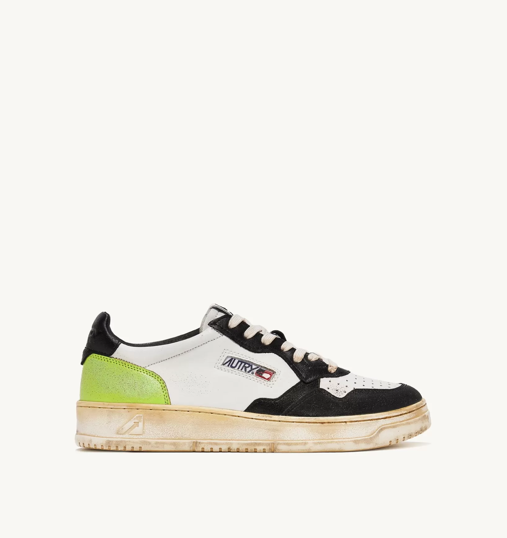 AUTRY Sneakers Medalist Low Super Vintage In Pelle Colore Bianco Nero E Verde^Uomo Super Vintage